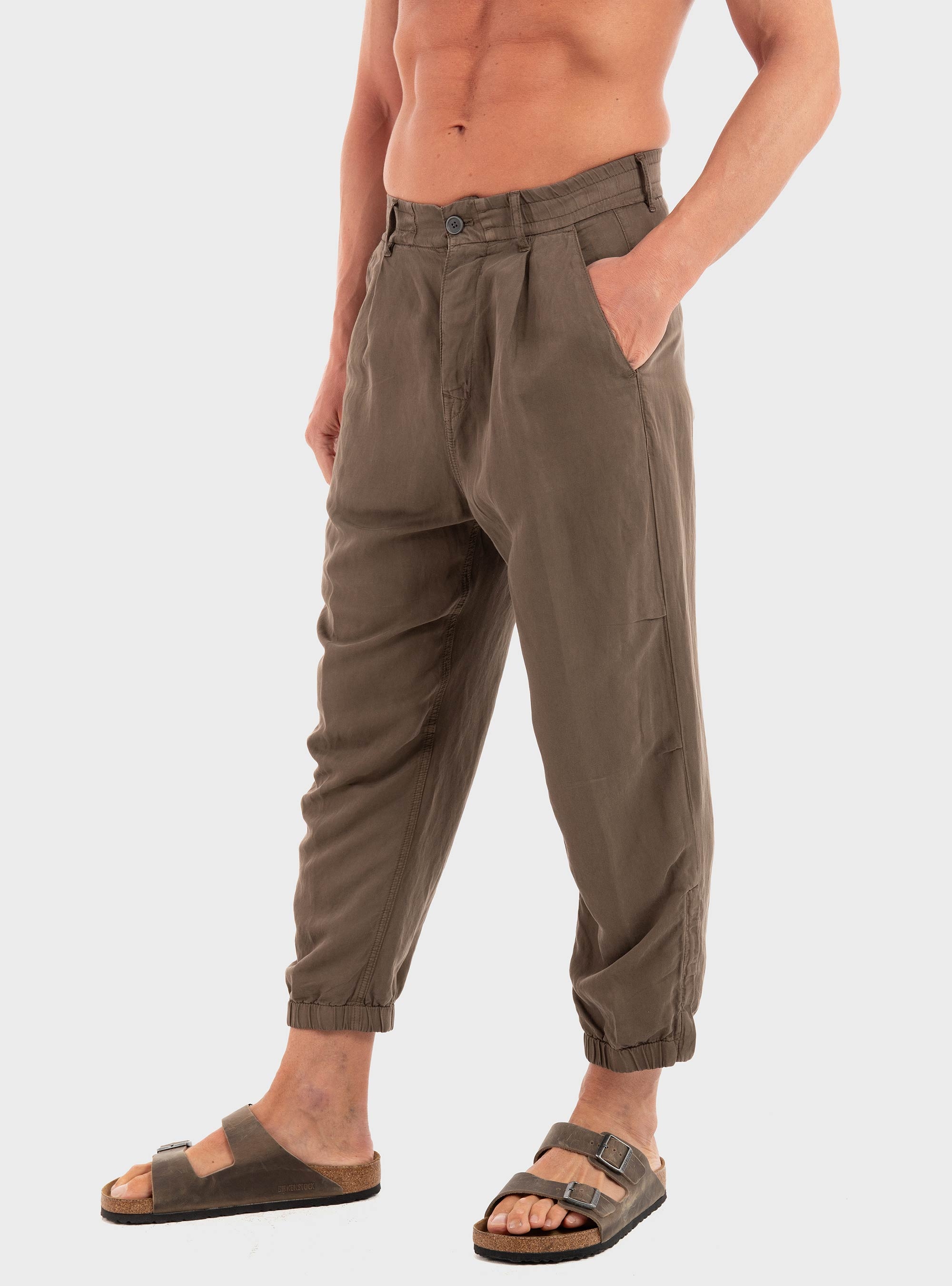 Drykorn Ligor Utility Linen Blend Trousers - Olive 