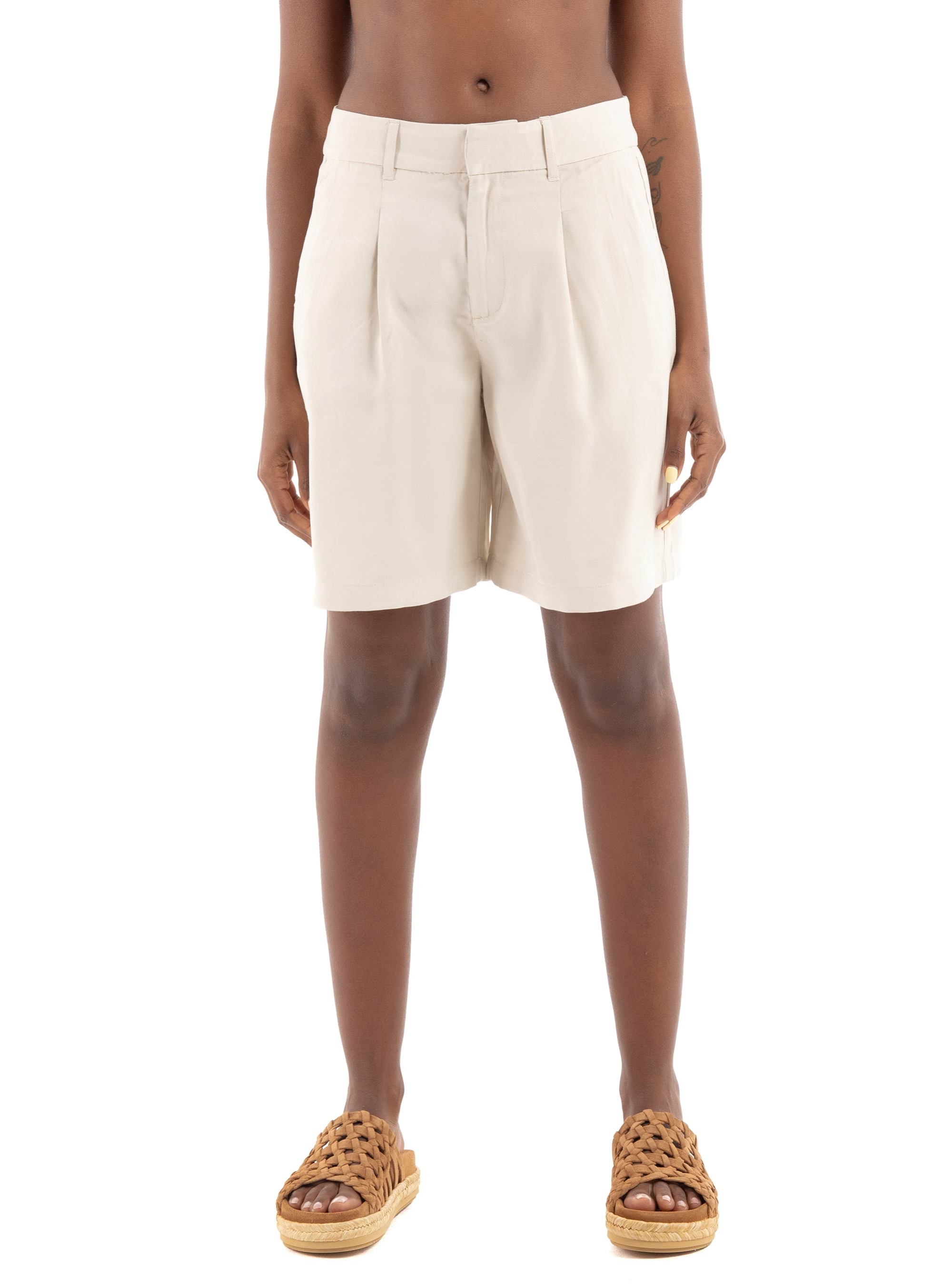 Only Aris Life Mid Waist Long Shorts - Pumice Stone