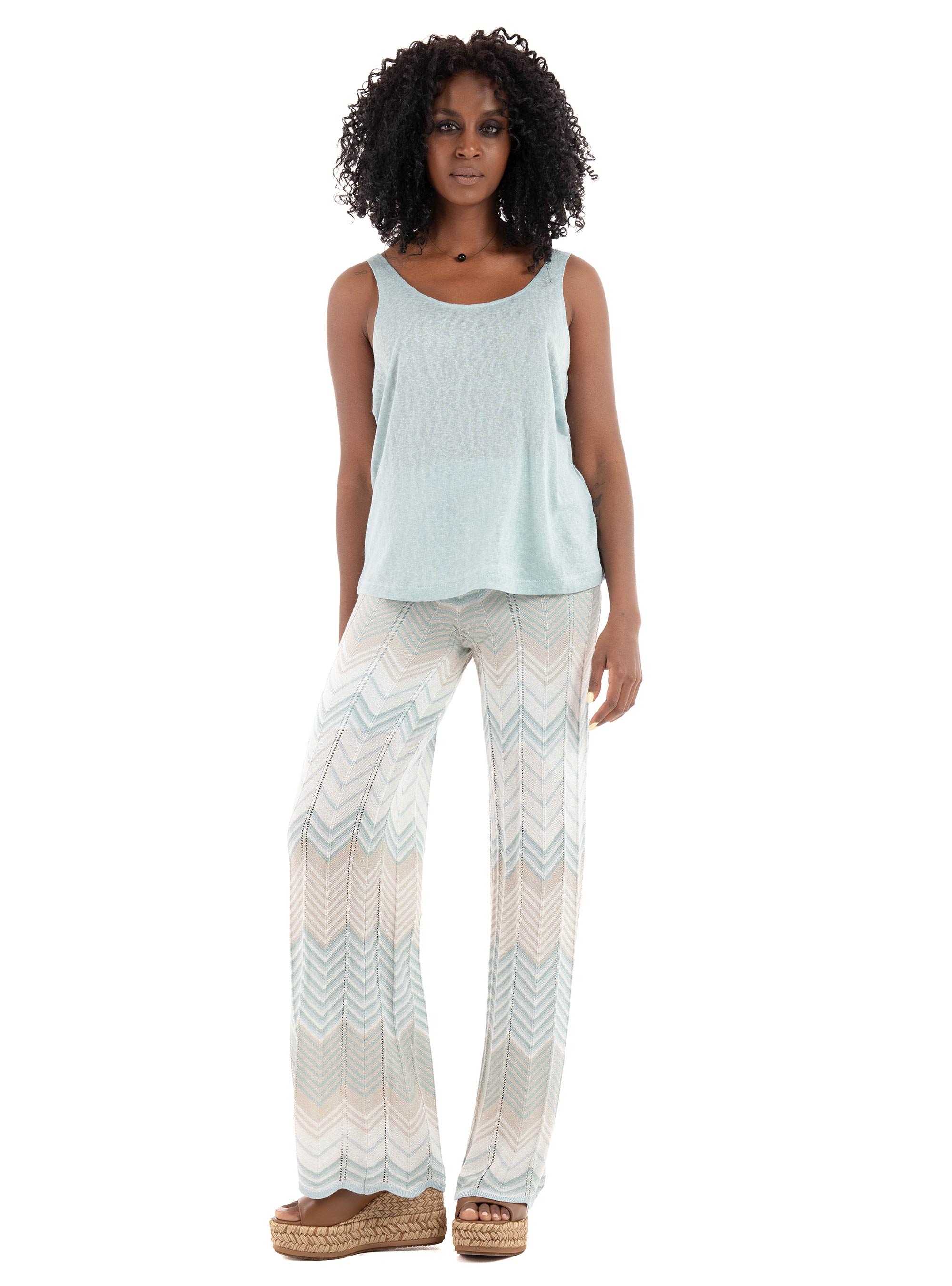 Only Alvira Mid Waist Glitter Pants - Light Blue