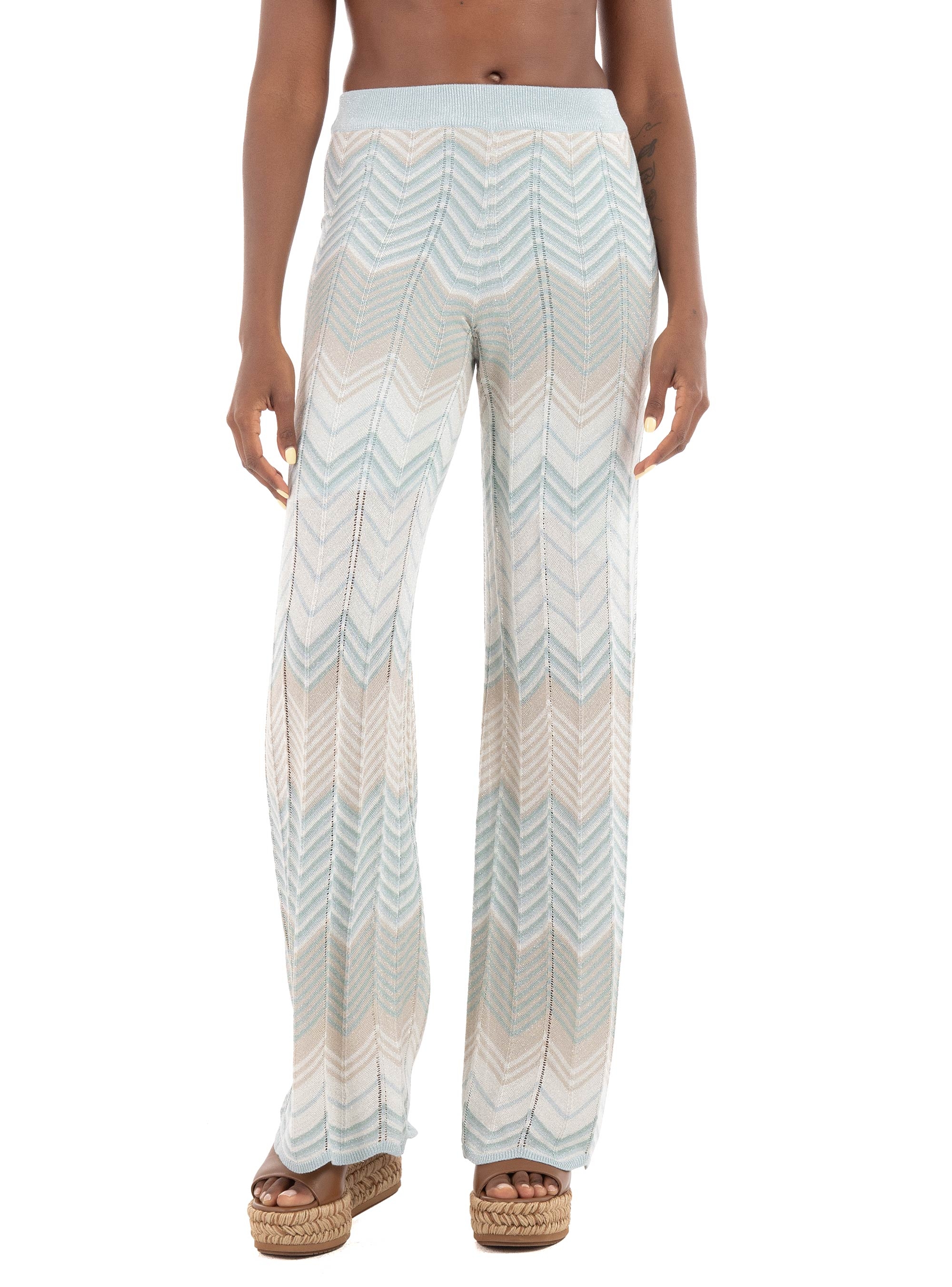 Only Alvira Mid Waist Glitter Pants - Light Blue