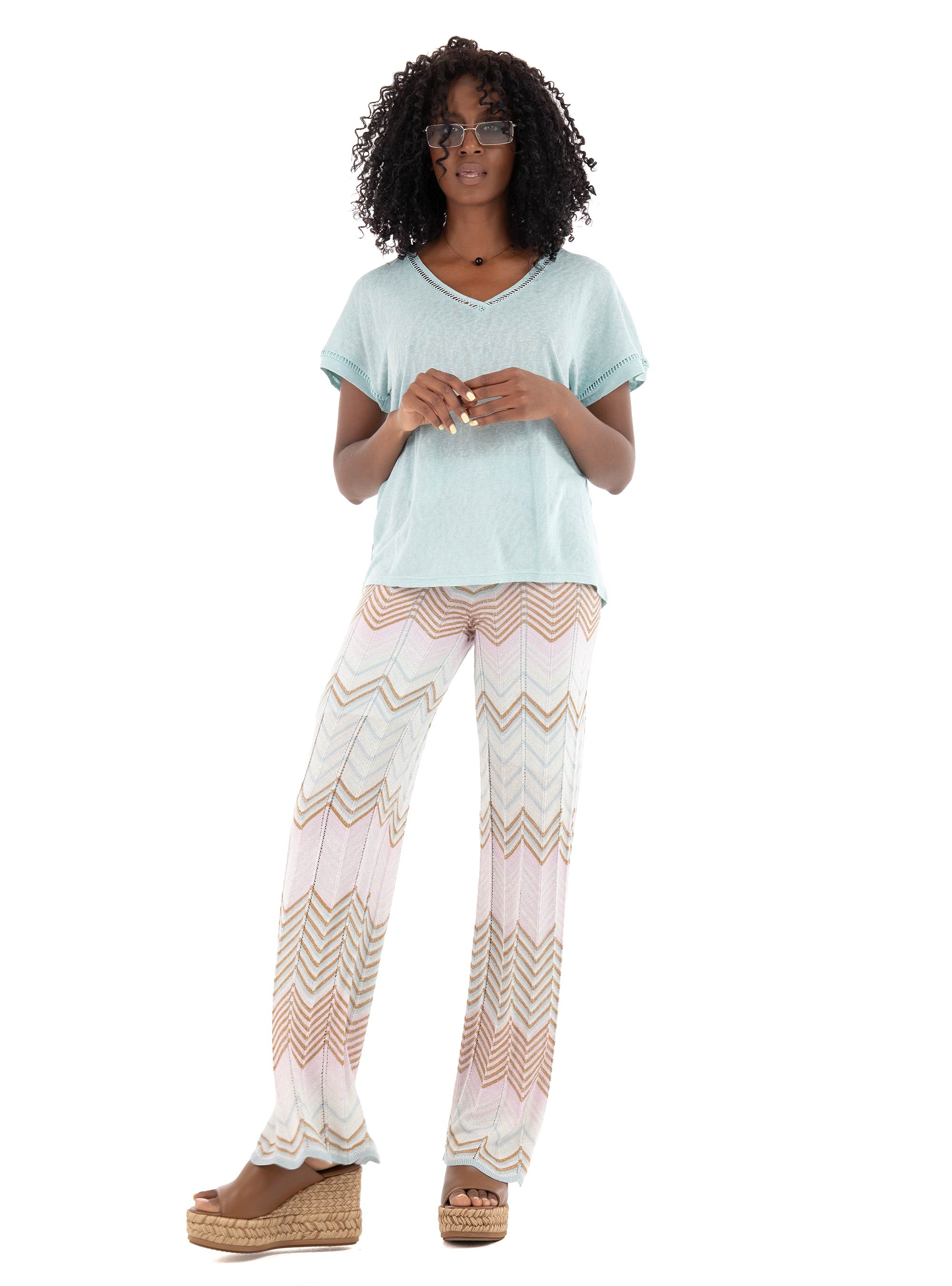 Only Alvira Mid Waist Glitter Pants - Pale Pink