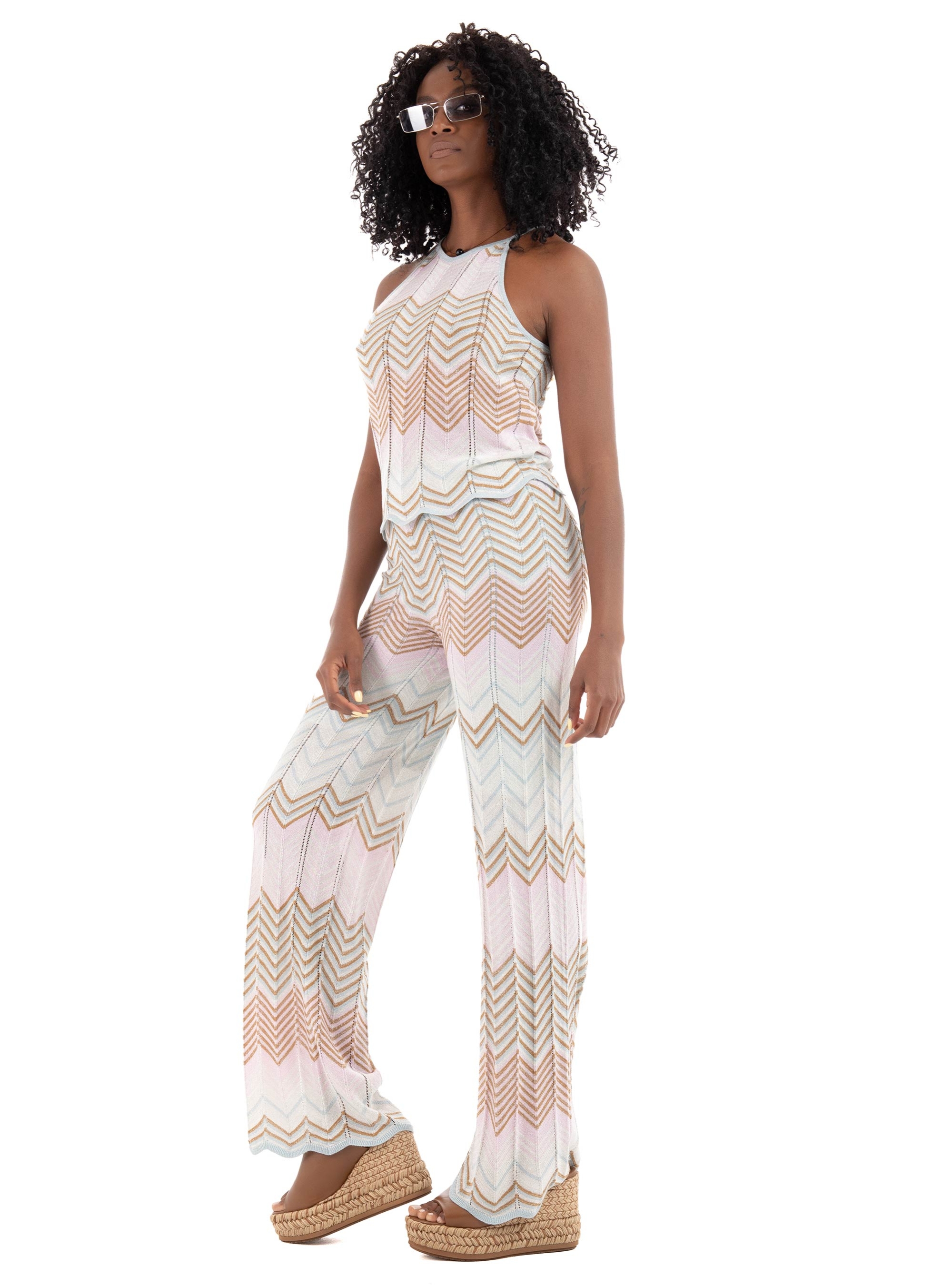 Only Alvira Mid Waist Glitter Pants - Pale Pink