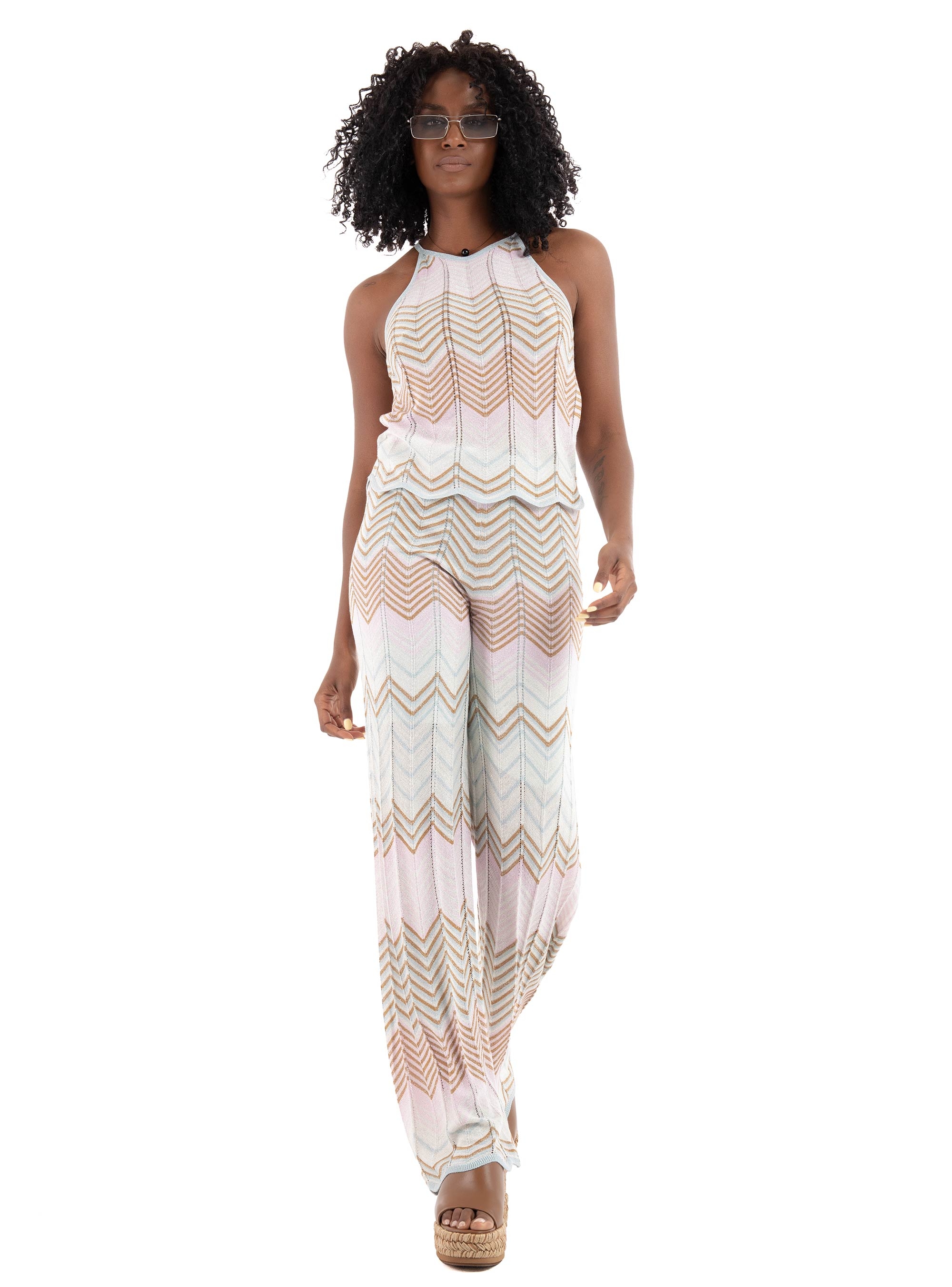 Only Alvira Mid Waist Glitter Pants - Pale Pink