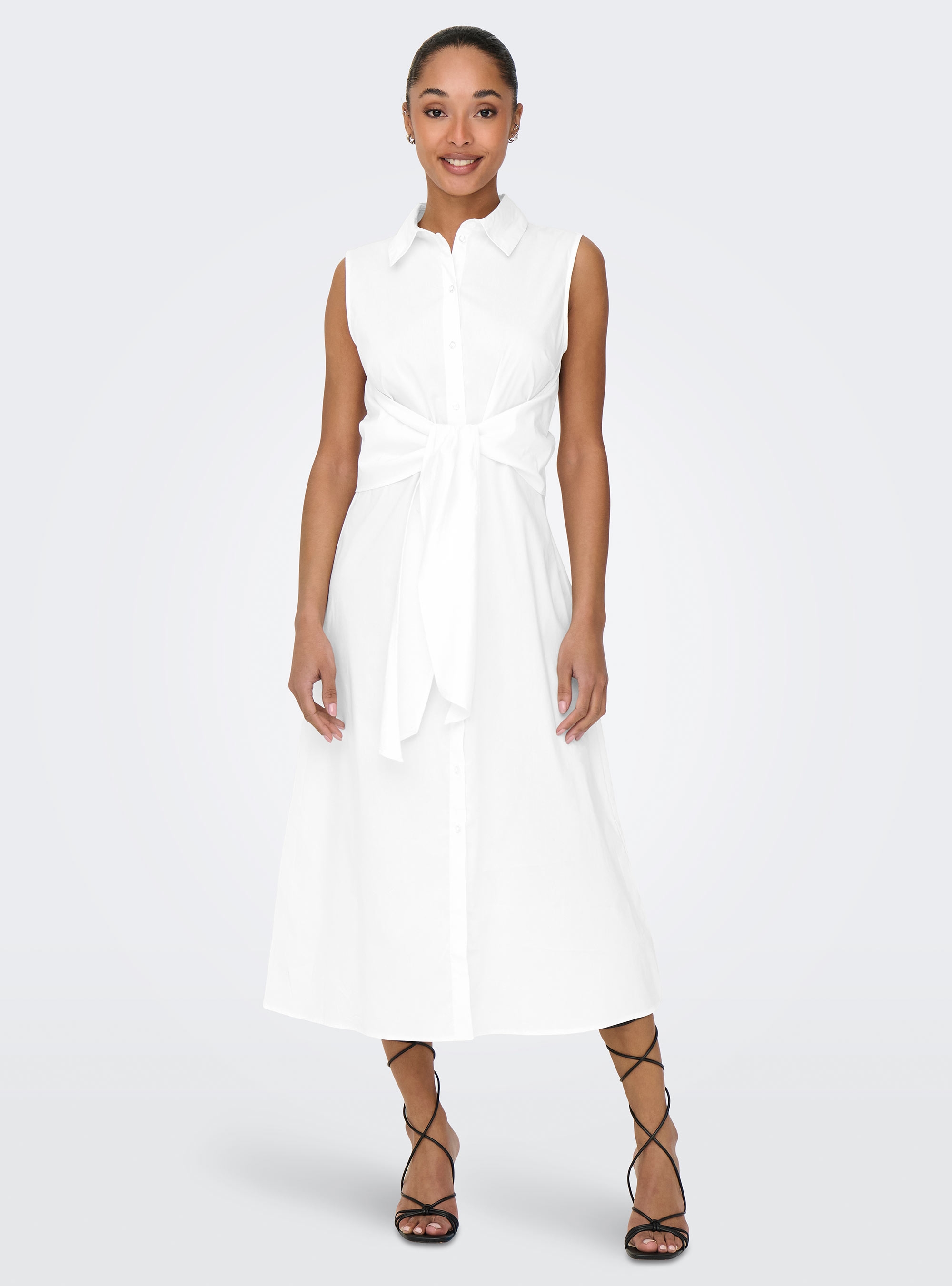 JDY by Only Mio Tie Midi Dress - White