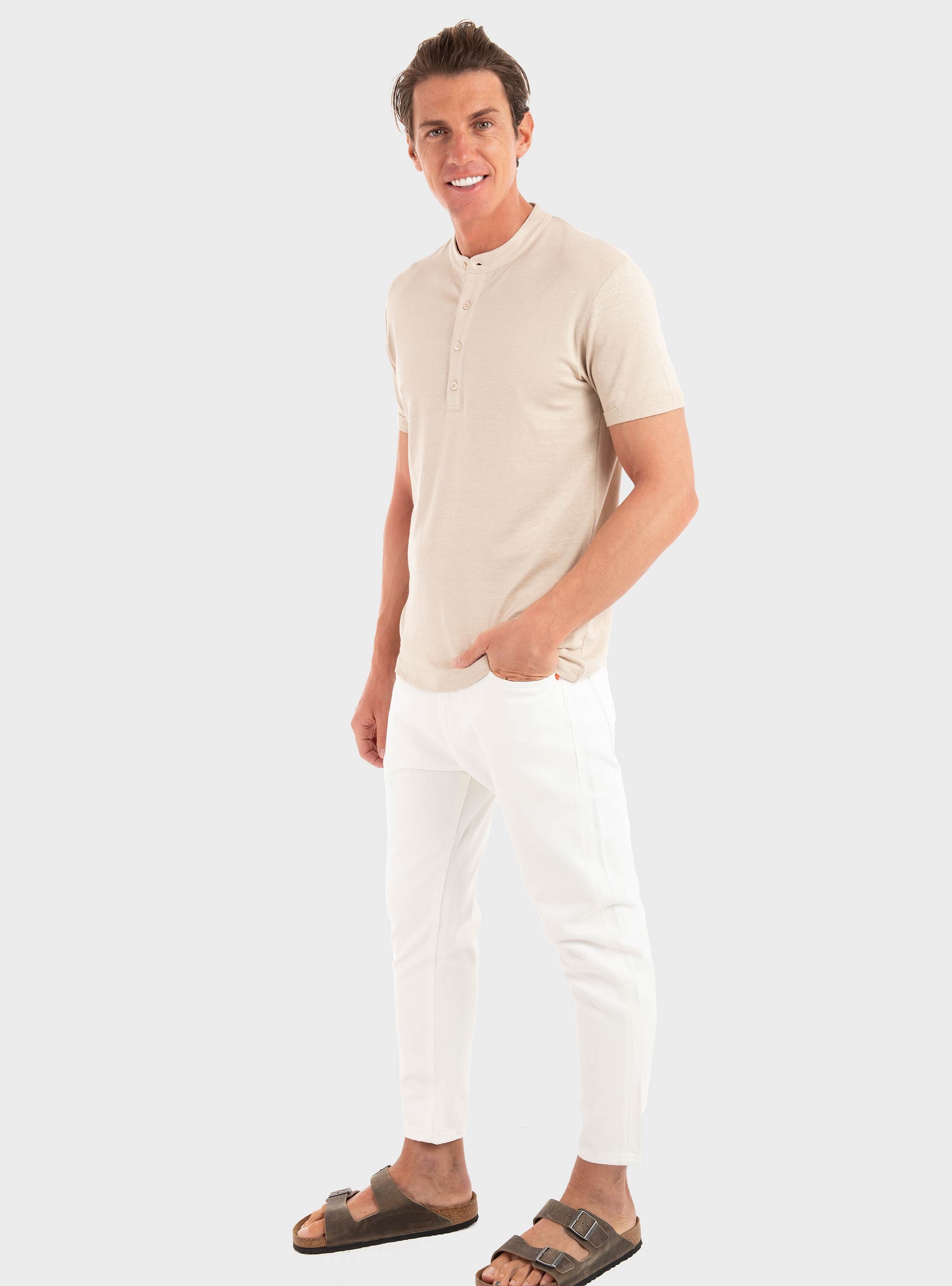 Gianni Lupo Tapered Fit Jeans - White