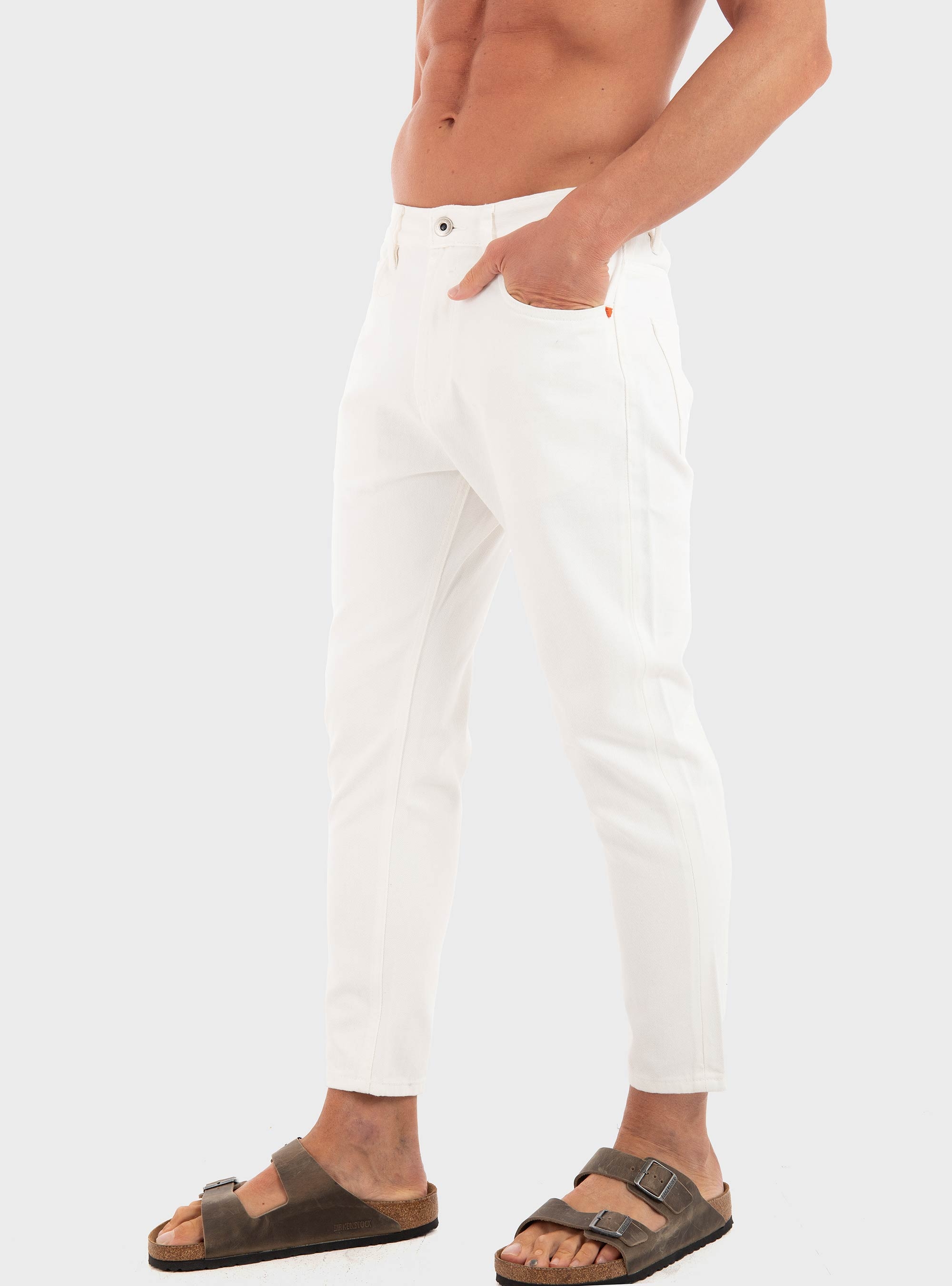 Gianni Lupo Tapered Fit Jeans - White