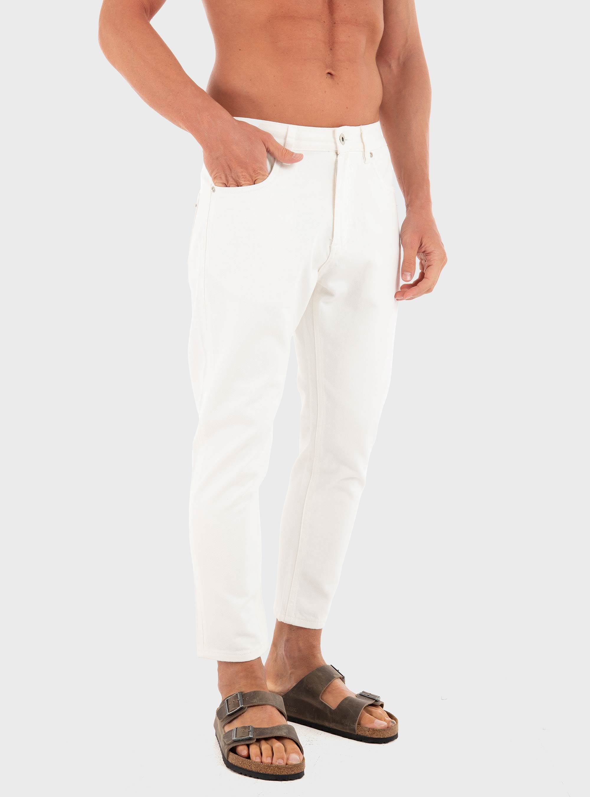 Gianni Lupo Tapered Fit Jeans - White