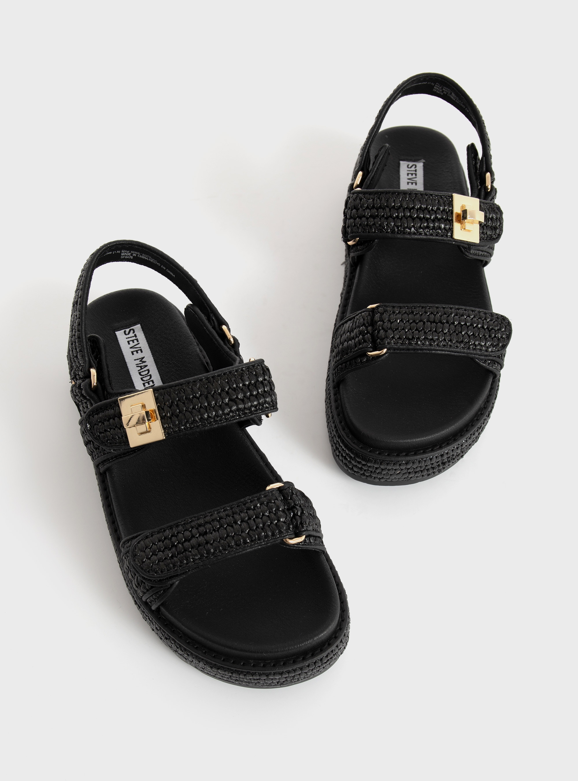 Steve Madden Bigmona Plastic Raffia Sandals - Black