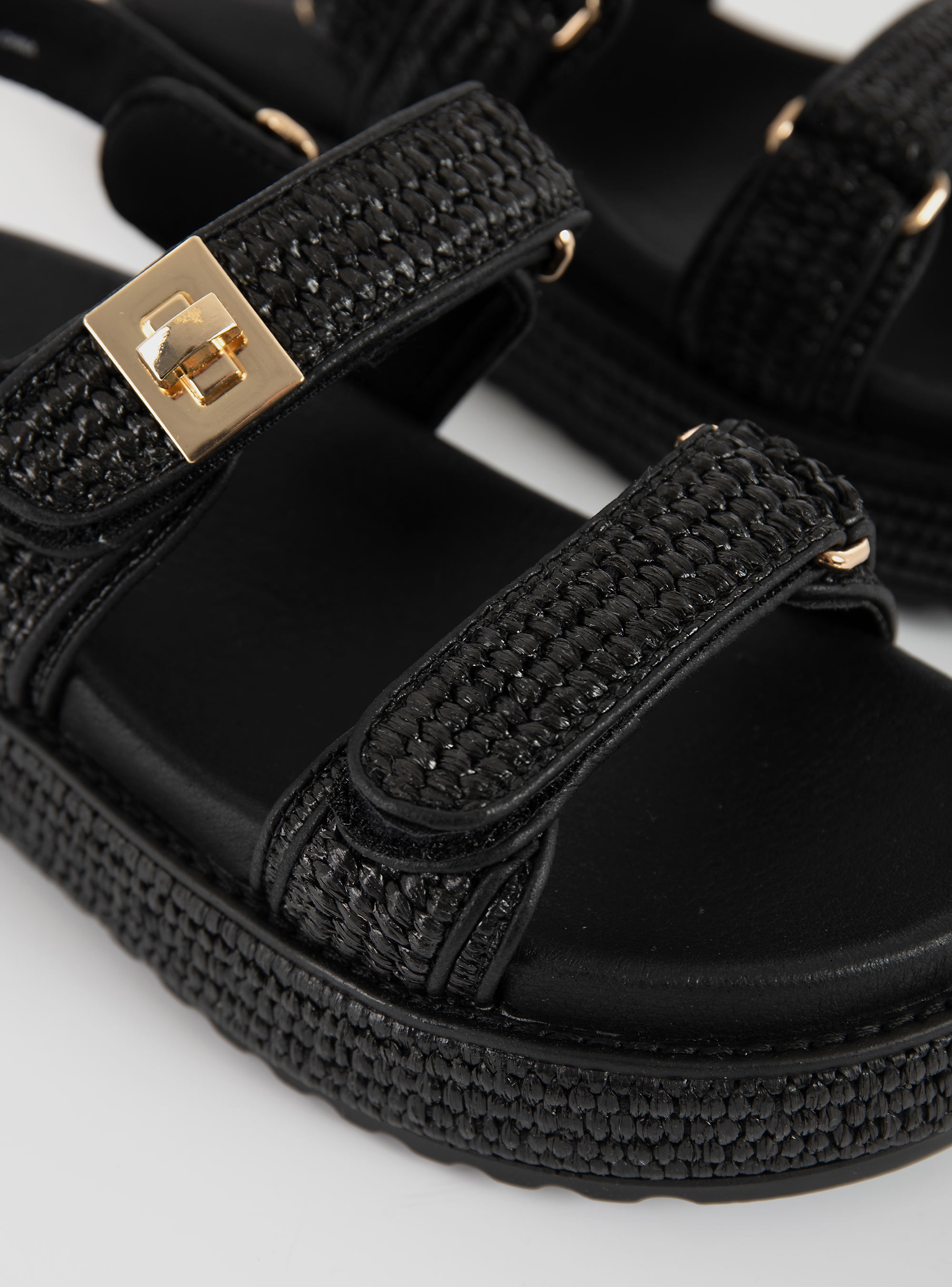 Steve Madden Bigmona Plastic Raffia Sandals - Black