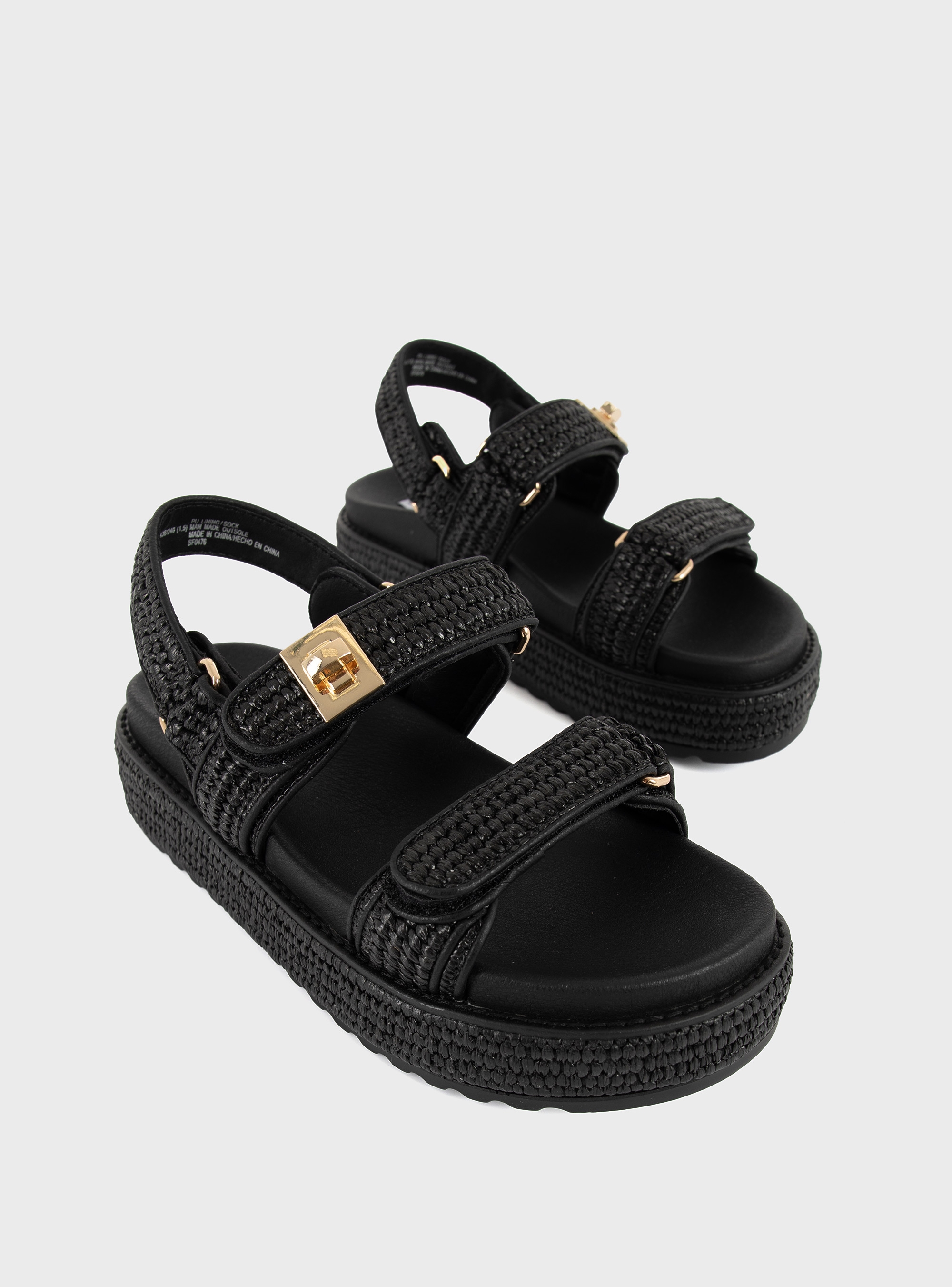 Steve Madden Bigmona Plastic Raffia Sandals - Black