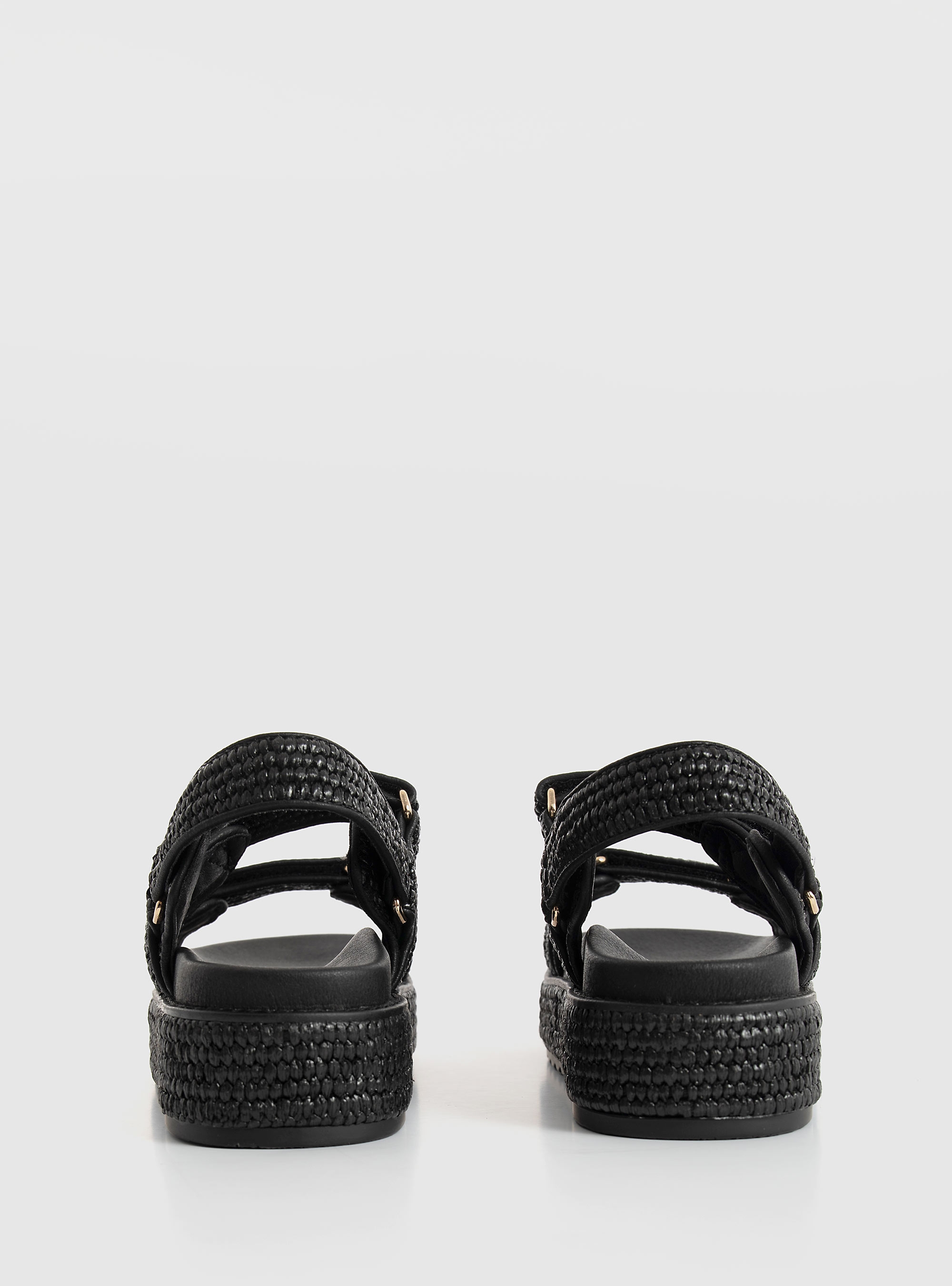 Steve Madden Bigmona Plastic Raffia Sandals - Black