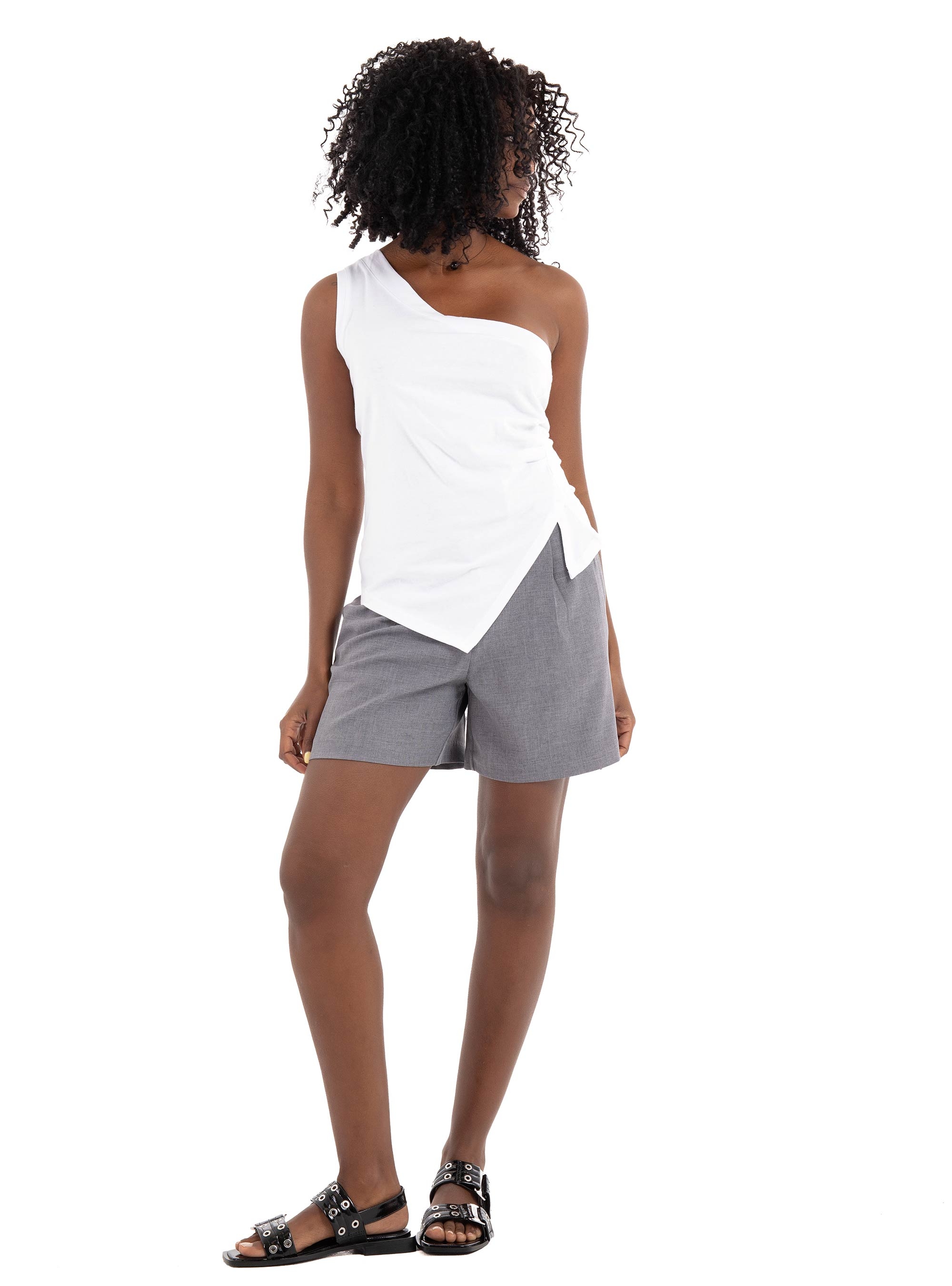 Only Linda High Waist Shorts - Medium Grey Melange