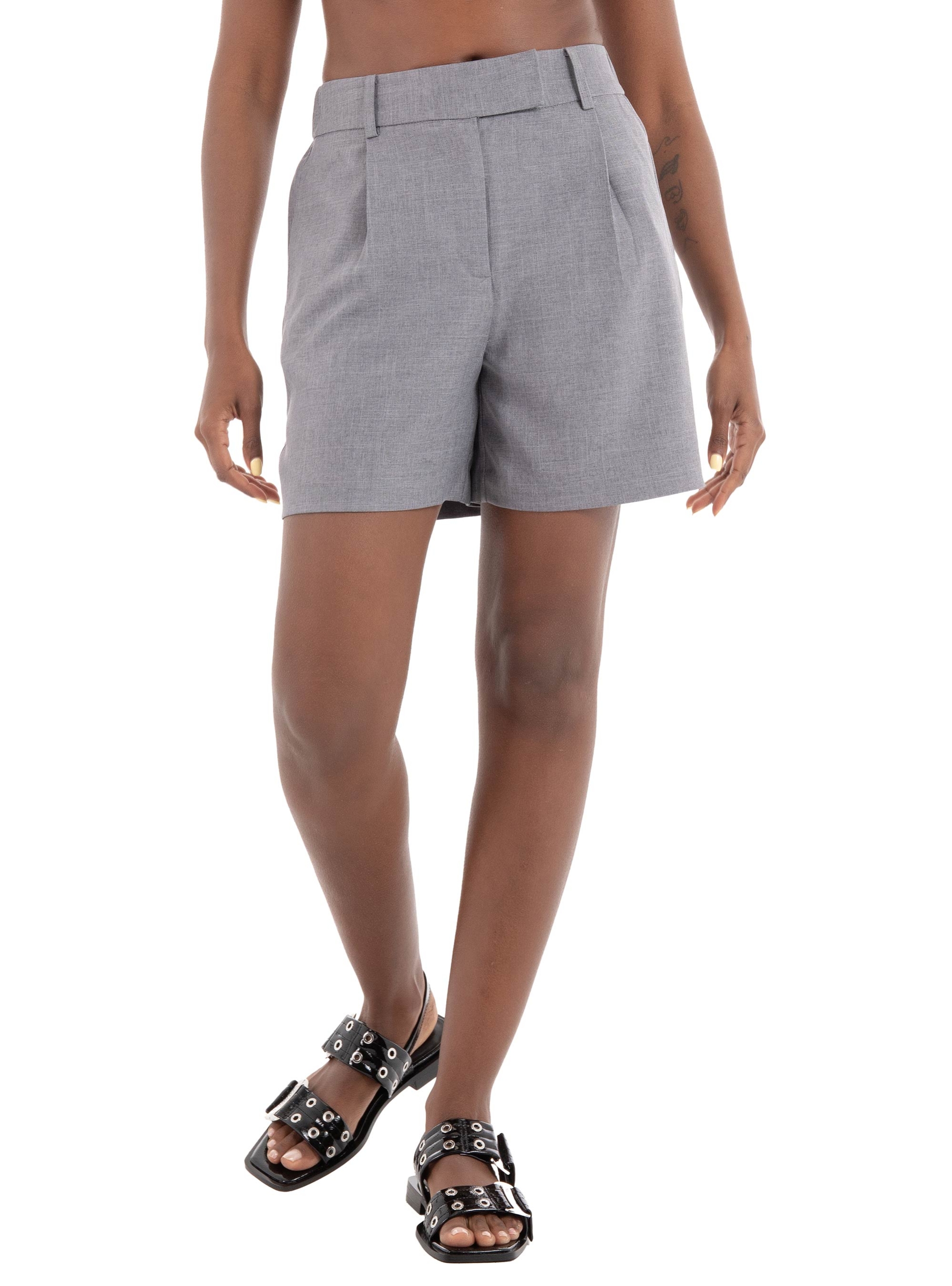 Only Linda High Waist Shorts - Medium Grey Melange