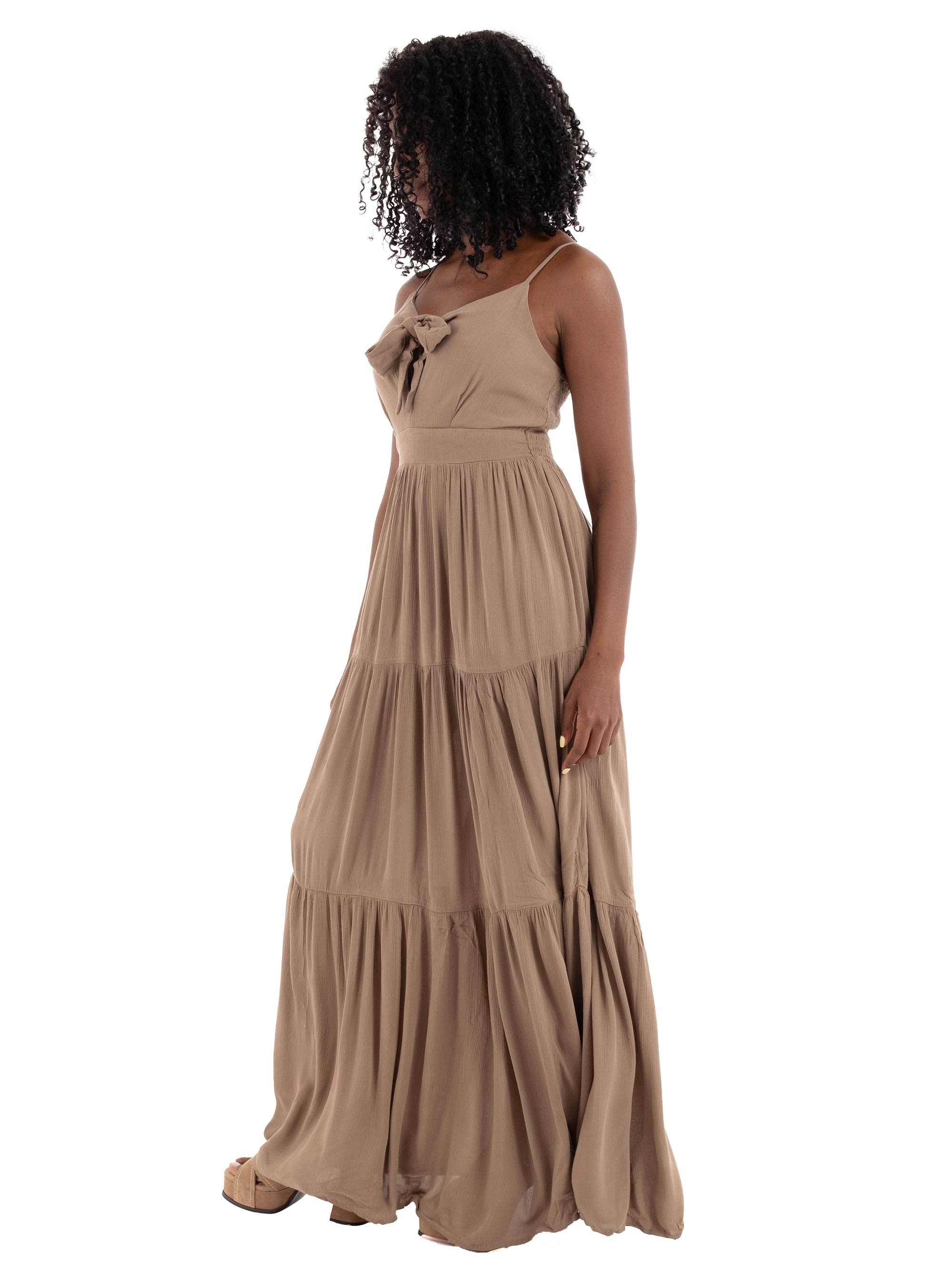 Only Chiara Knot Long Dress - Light Brown
