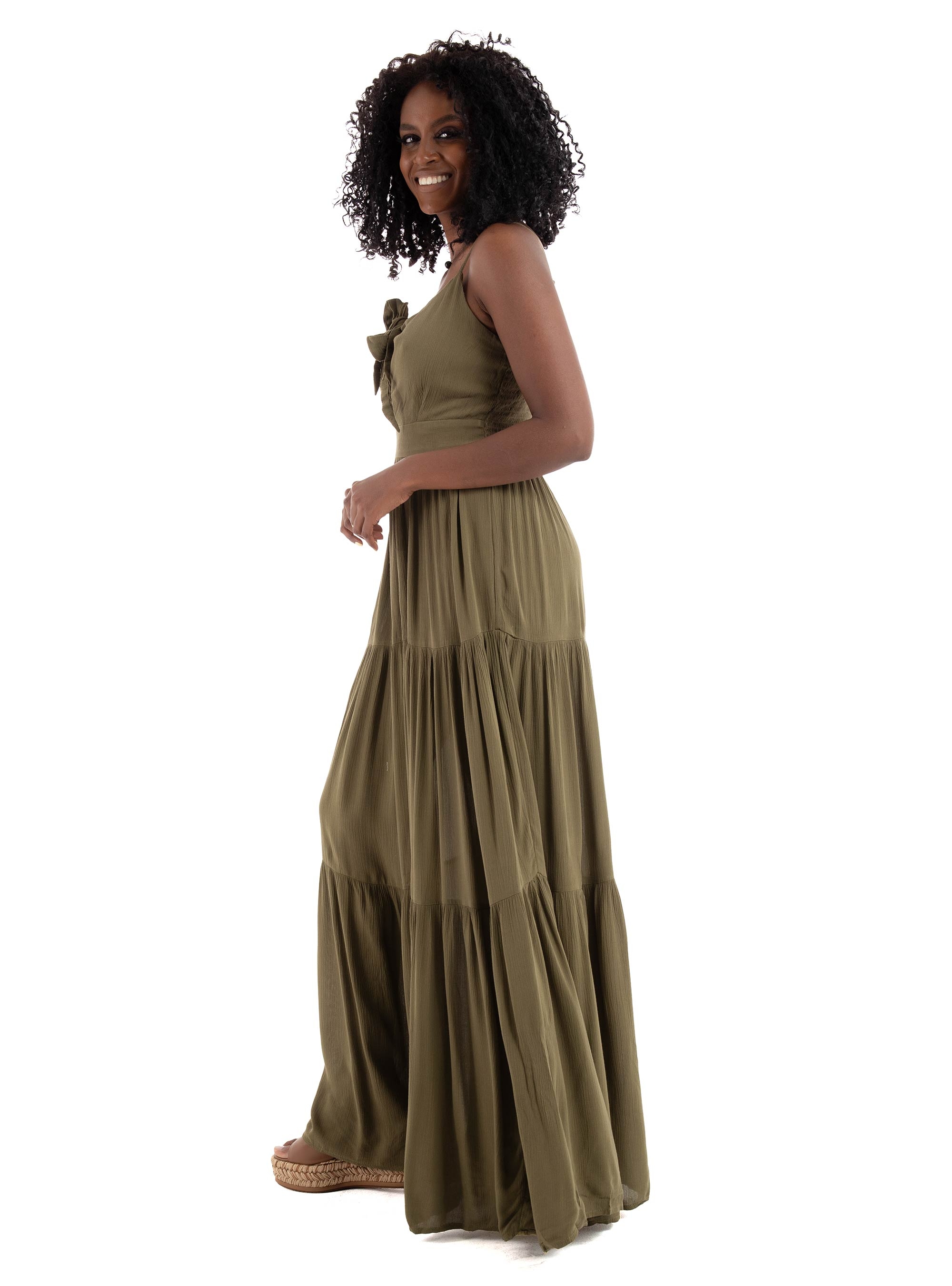 Only Chiara Knot Long Dress - Olive 