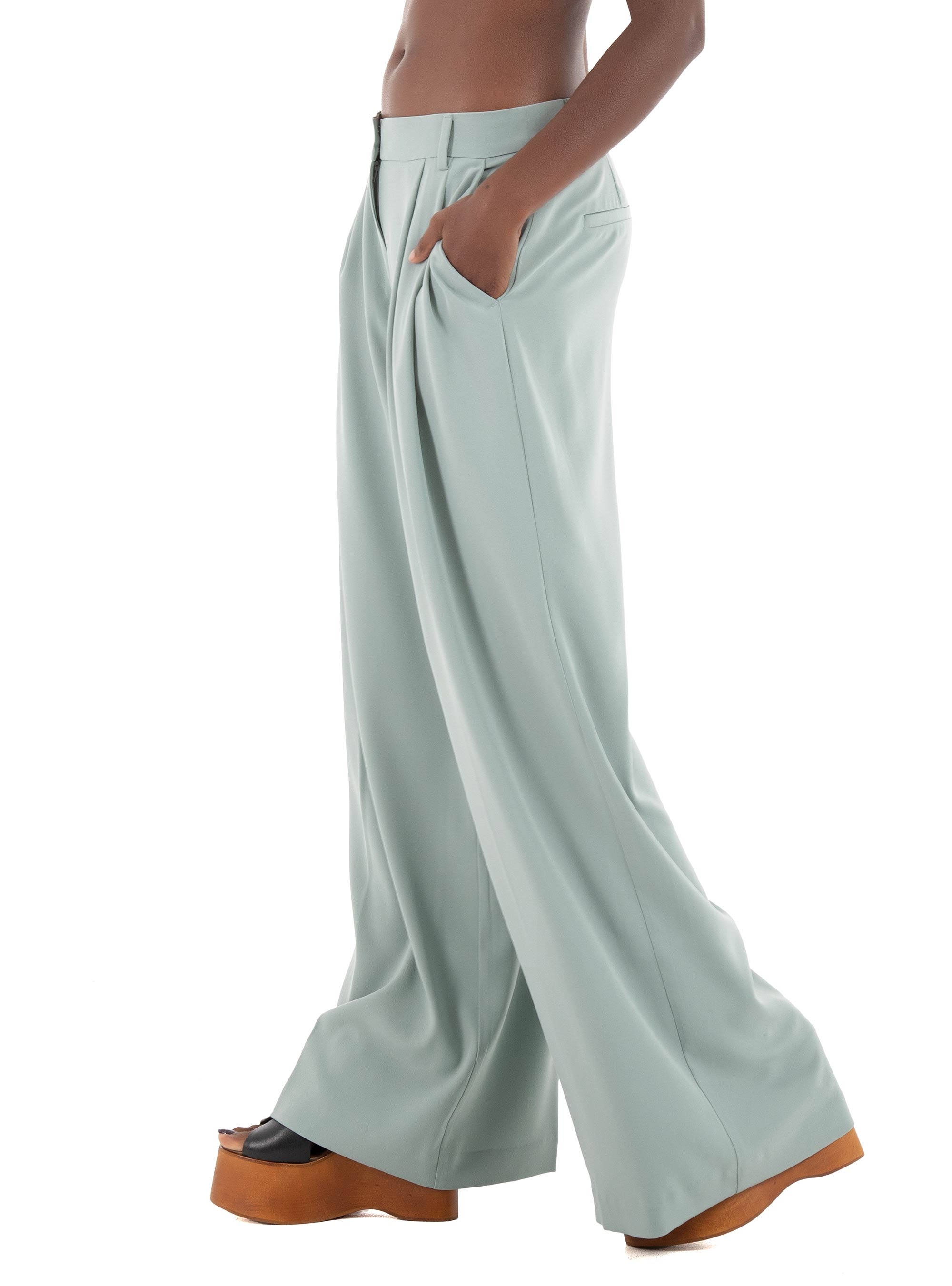 Only Marie Mid Waist Wide Pants - Light Aquamarine