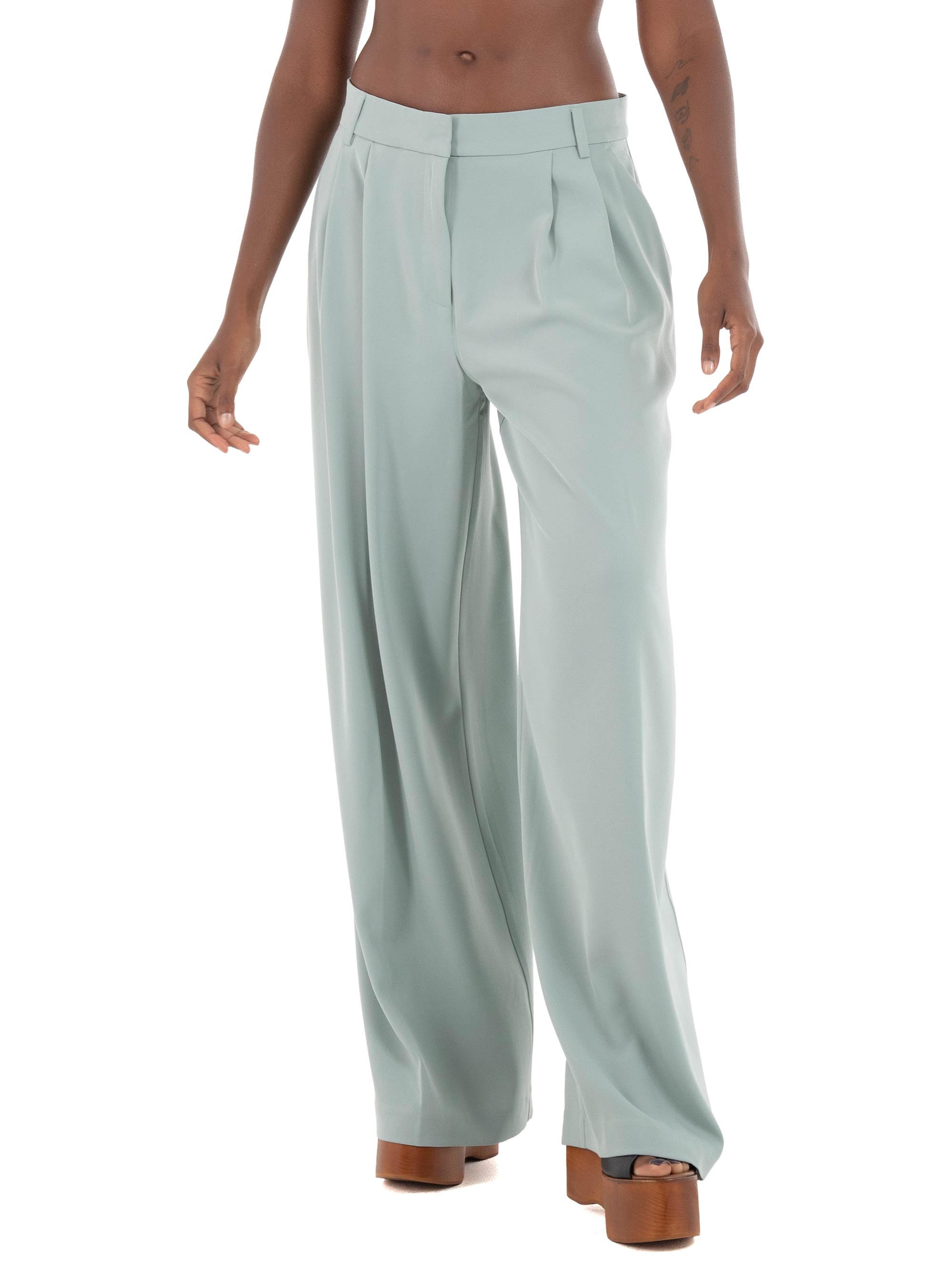 Only Marie Mid Waist Wide Pants - Light Aquamarine