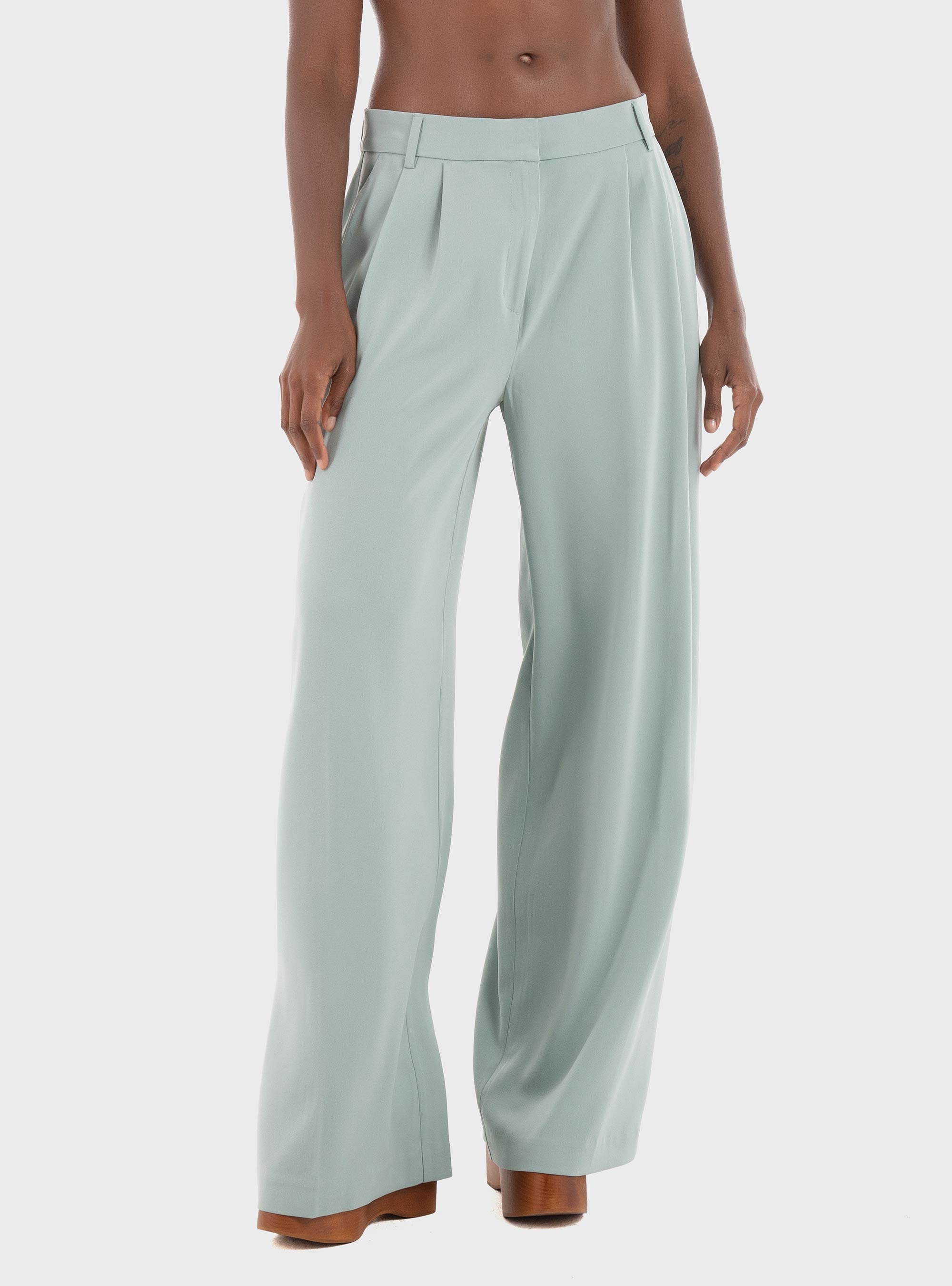 Only Marie Mid Waist Wide Pants - Light Aquamarine