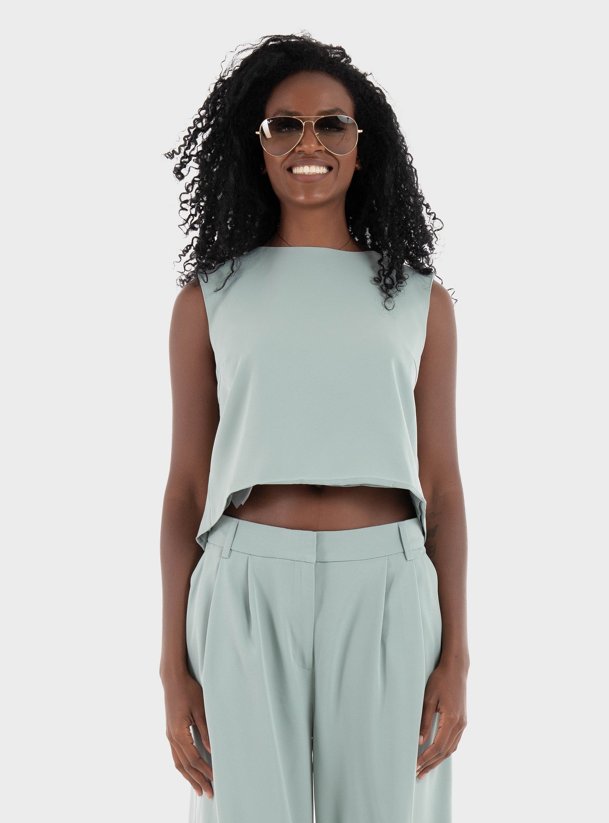 Only Marie Crop Top - Light Aquamarine