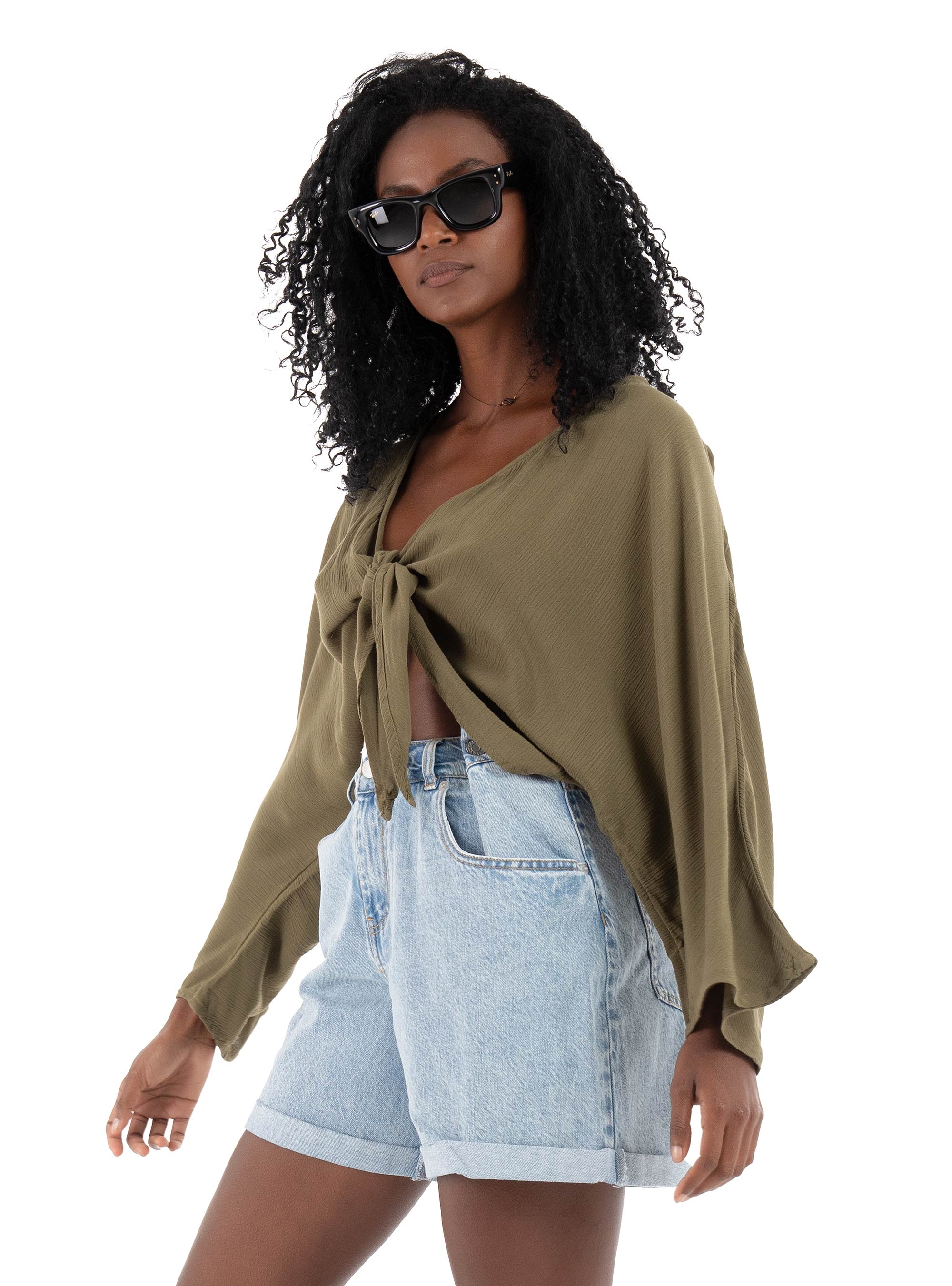 Only Chiara Knot Top - Olive 