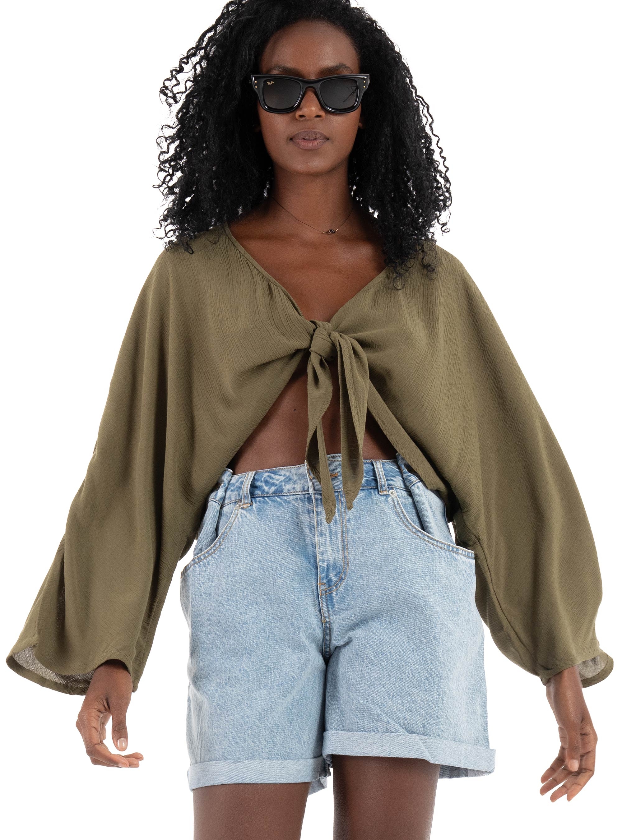 Only Chiara Knot Top - Olive 