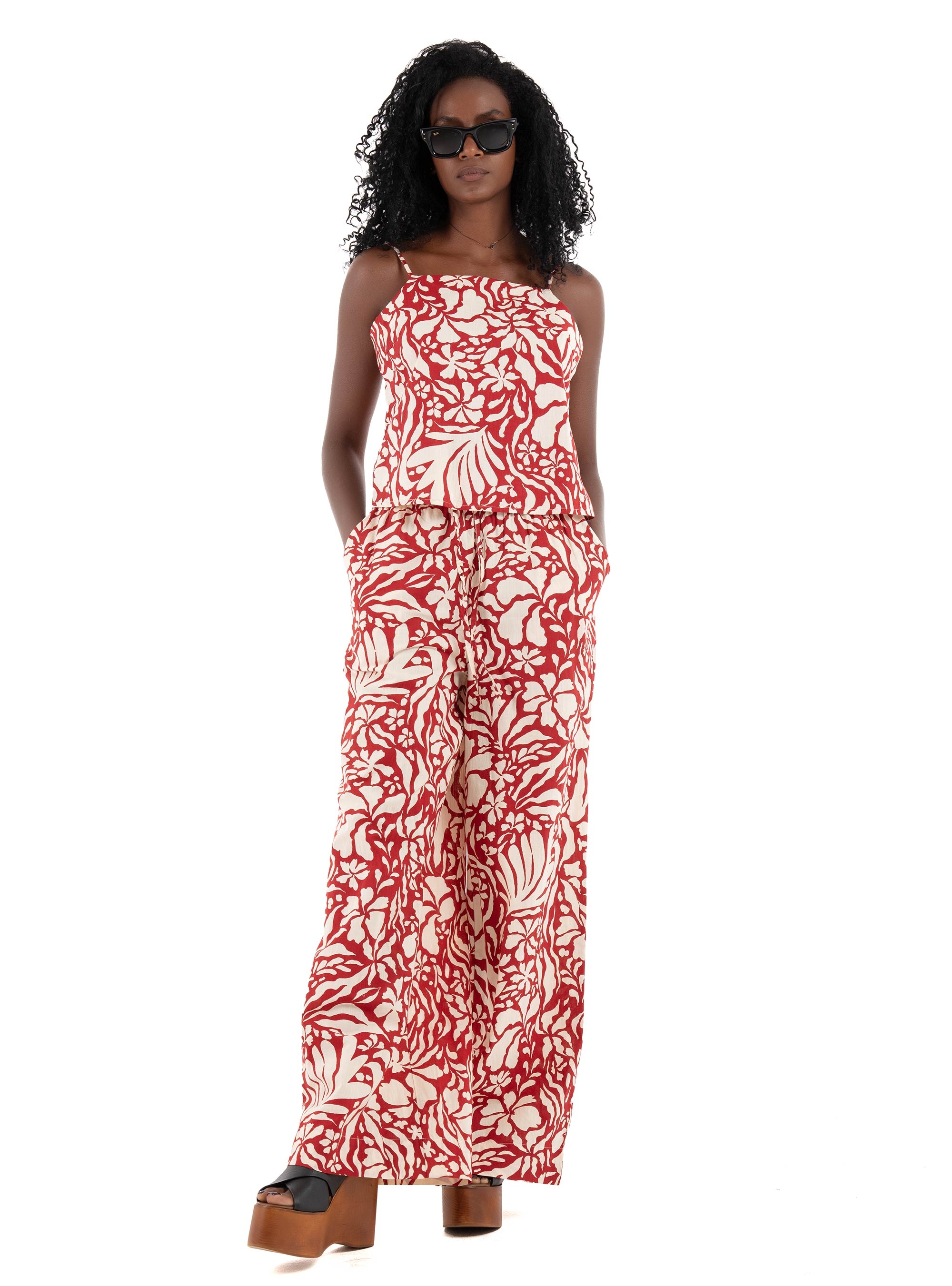 Only Kaleen High Waist Pull-Up Pants - Red