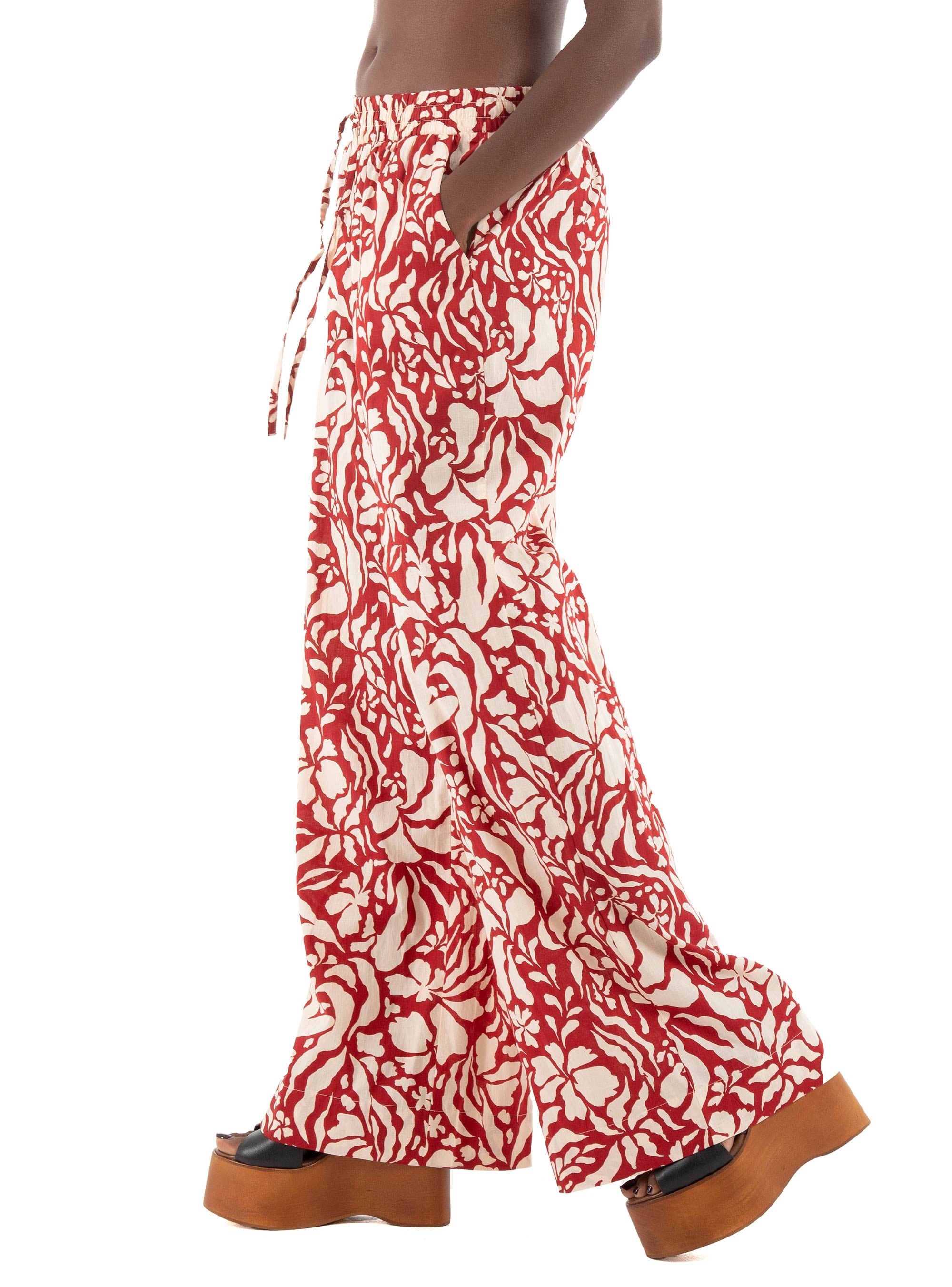 Only Kaleen High Waist Pull-Up Pants - Red