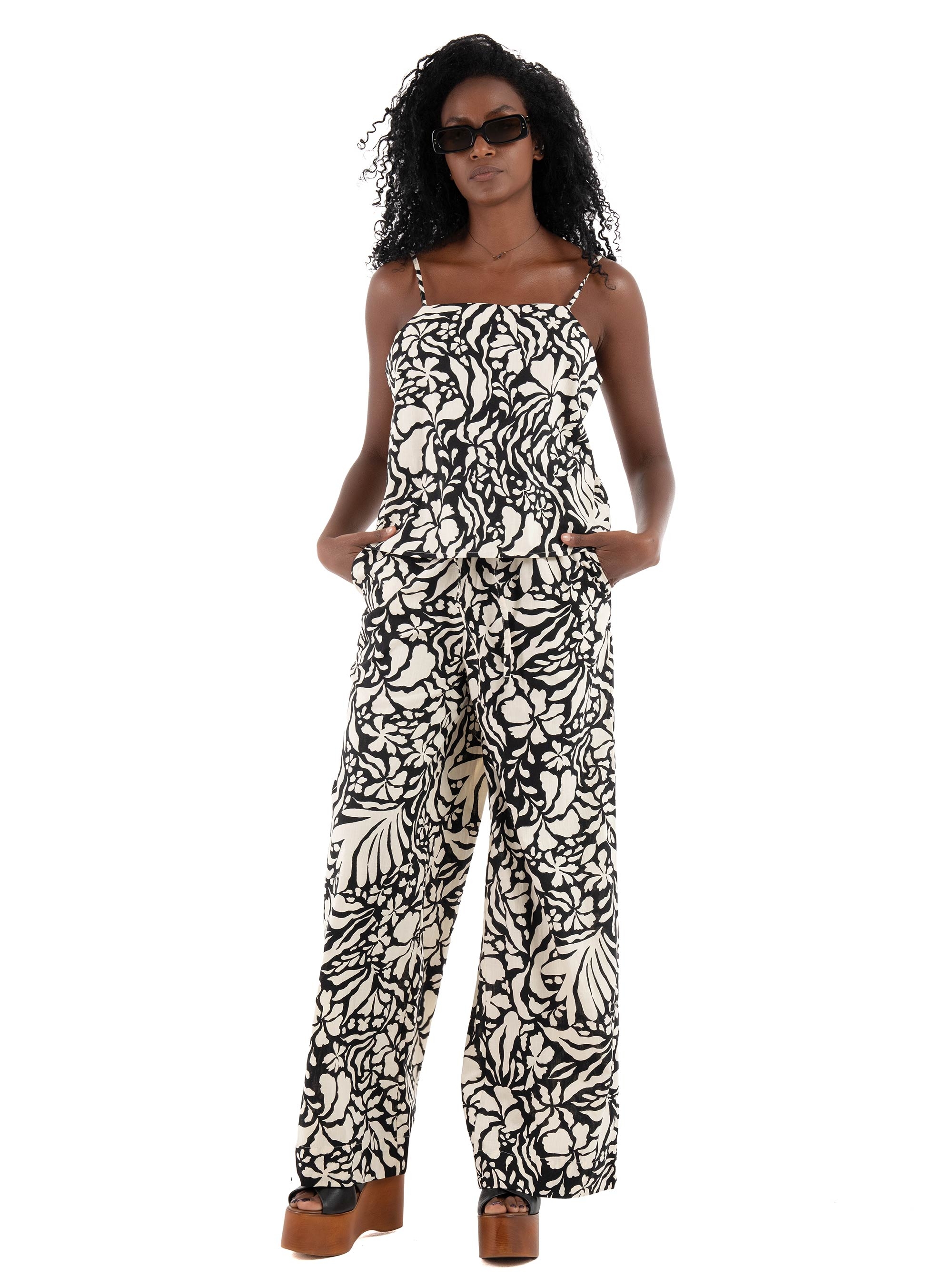 Only Kaleen High Waist Pull-Up Pants - Black