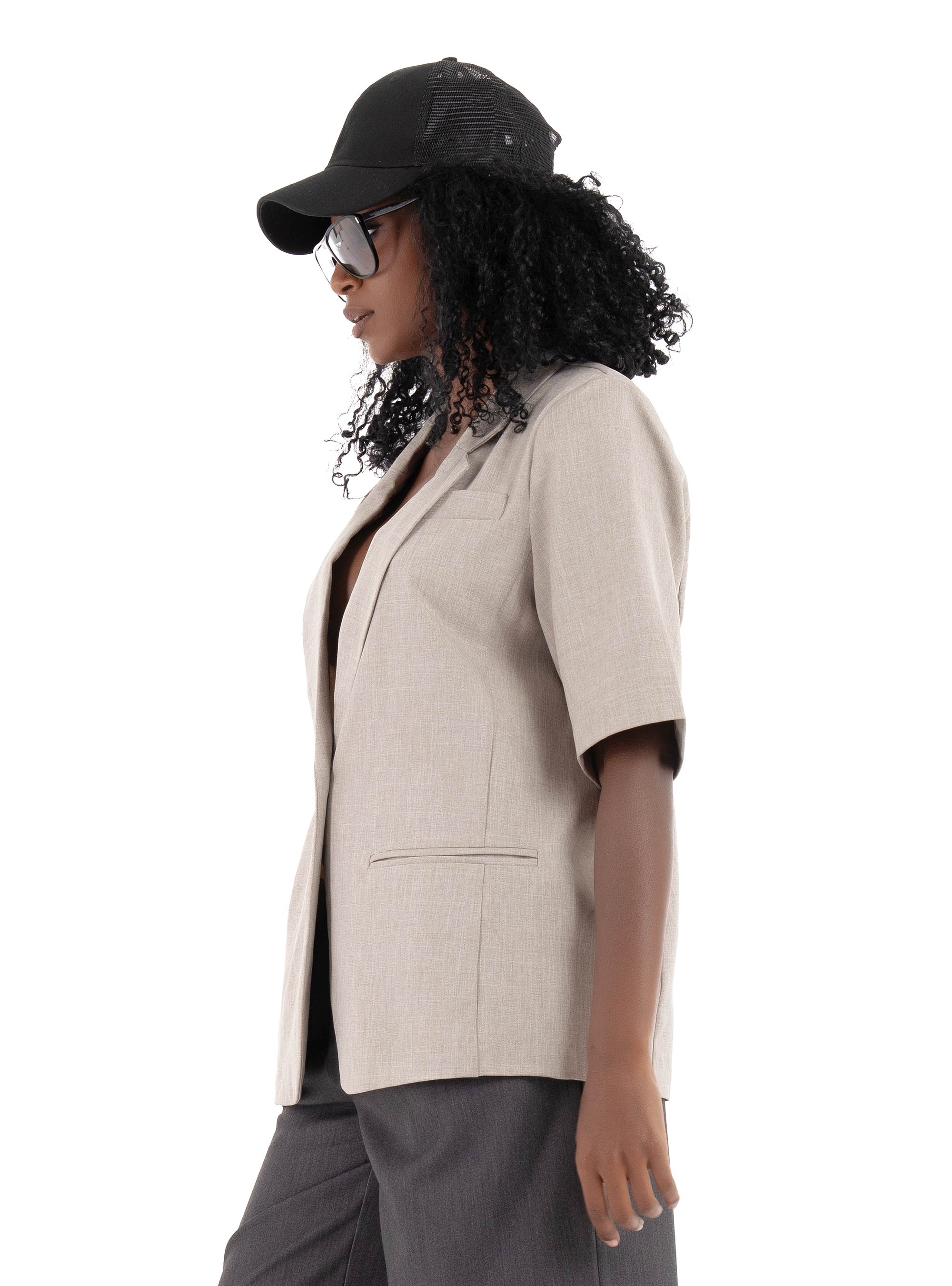 Only Linda Short Sleeve Oversized Blazer - Light Beige