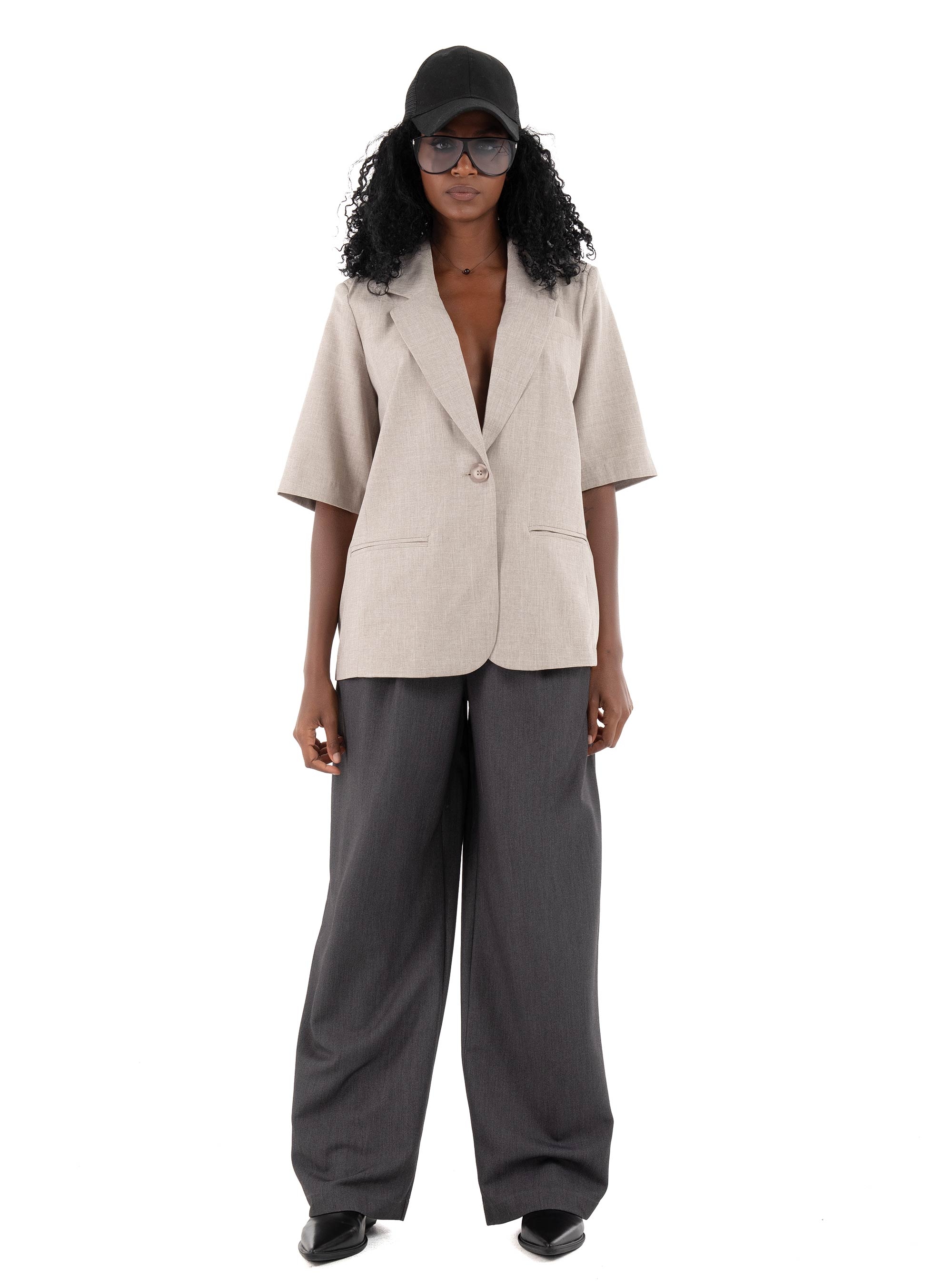 Only Linda Short Sleeve Oversized Blazer - Light Beige