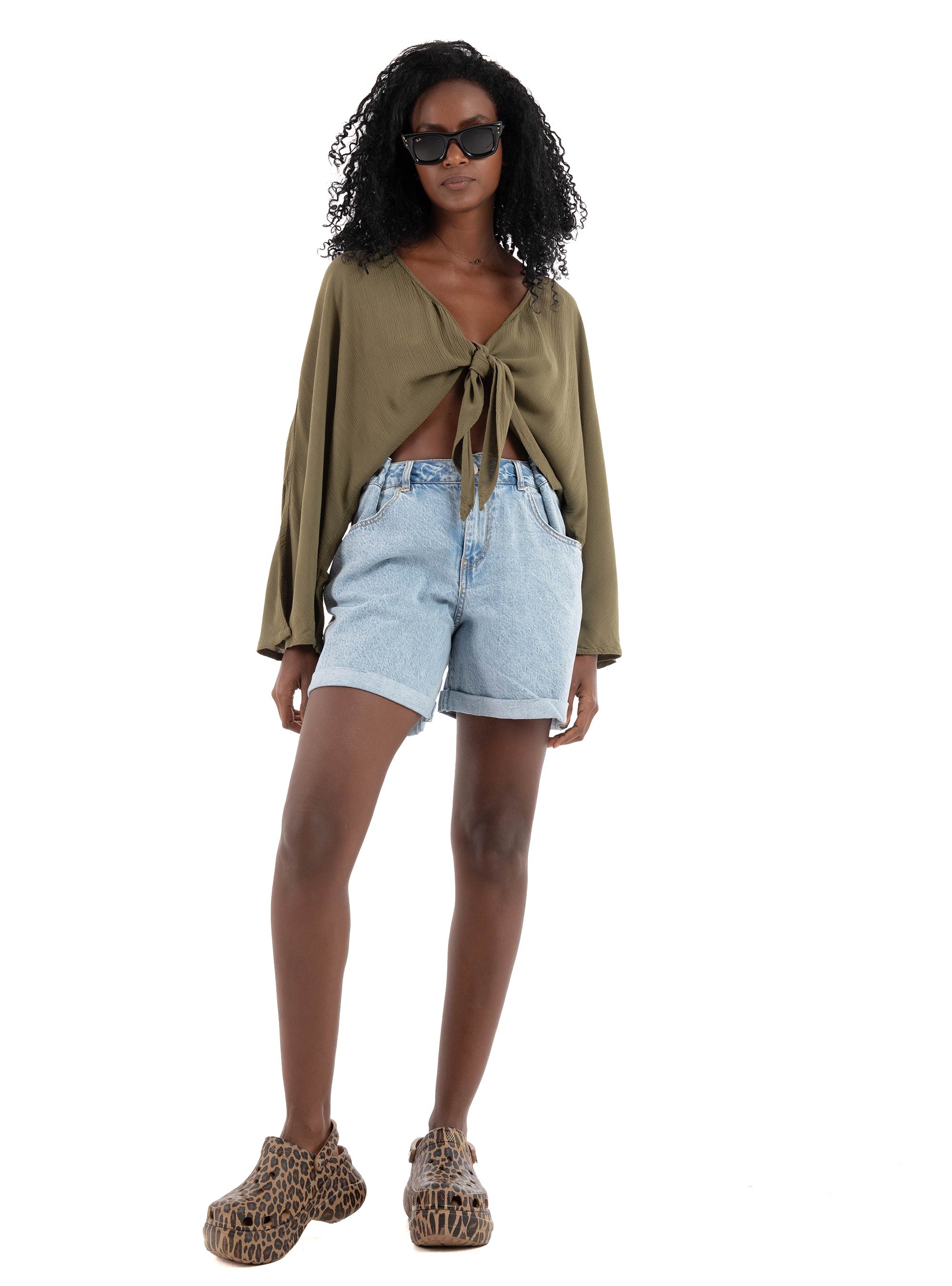 JJXX Dora Nara Loose High Waist Shorts - Light Aged Denim