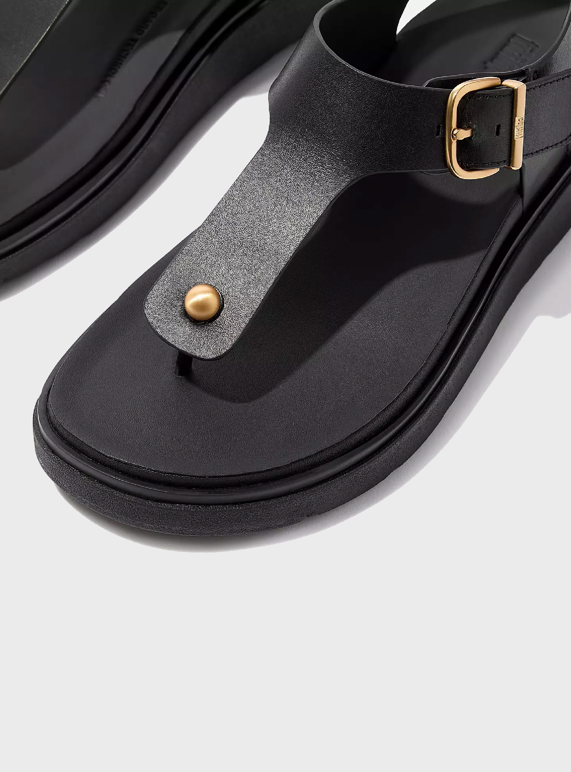 FitFlop GEN-FF Leather Back-Strap Toe-Post Sandals - Black