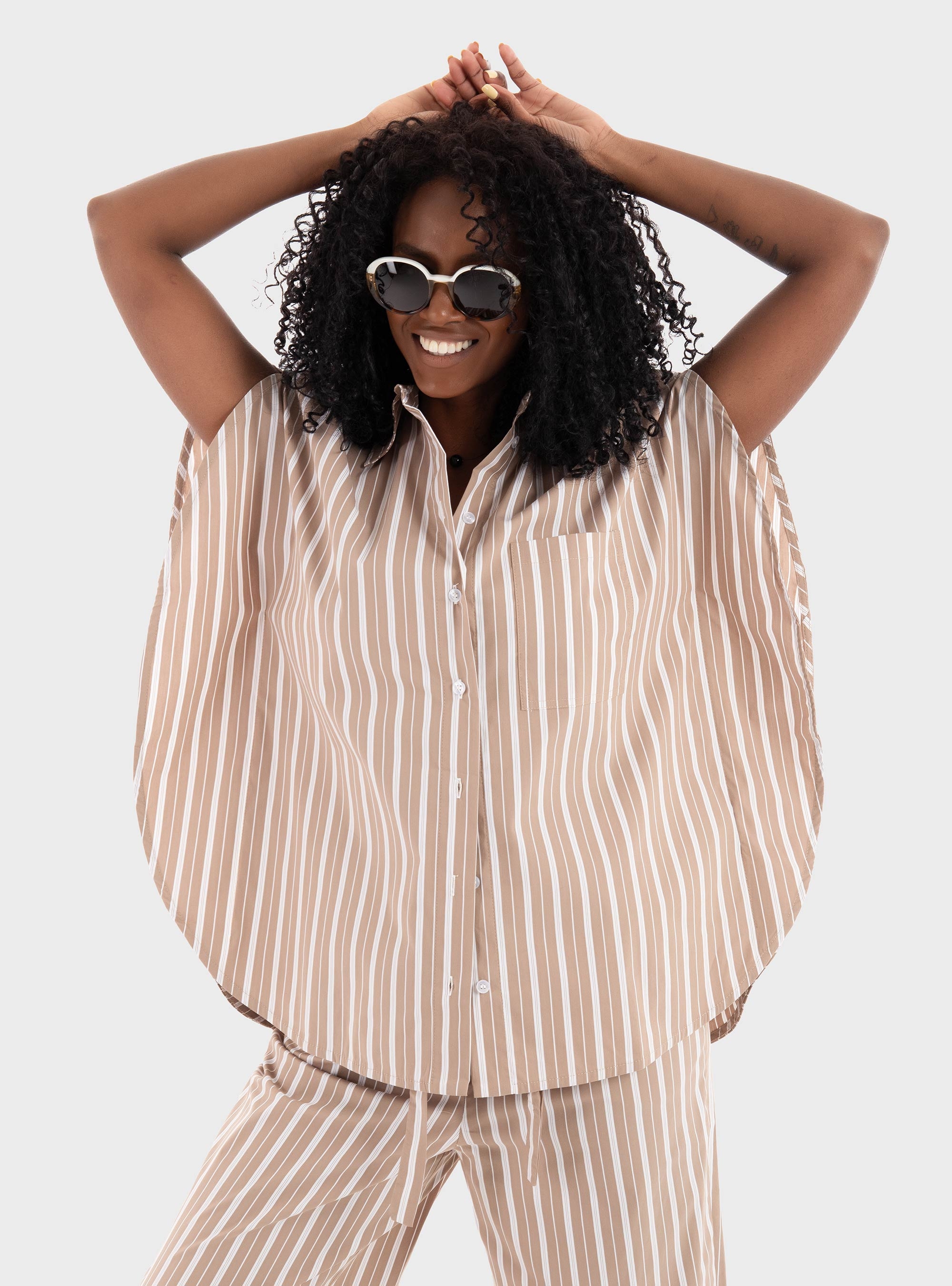 Black & Black  Shirt - Beige