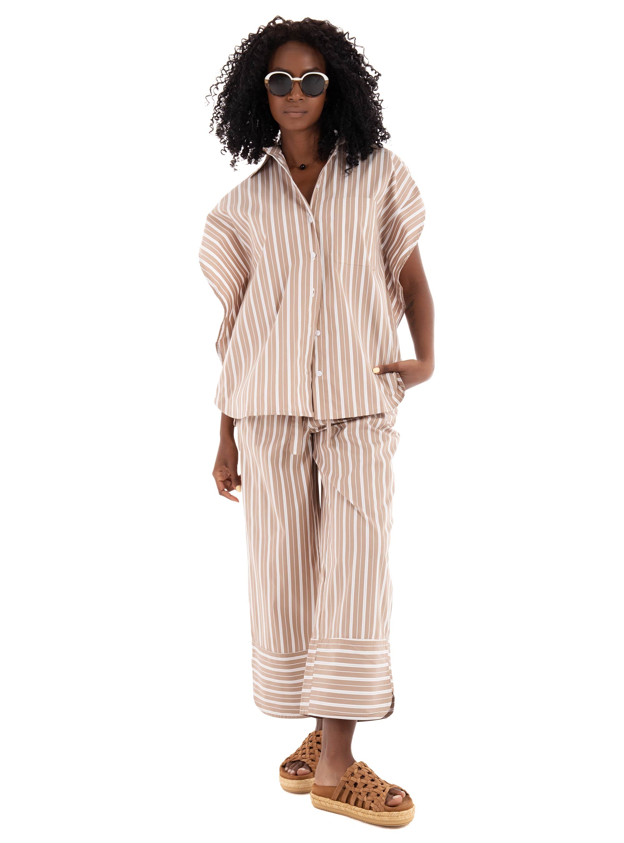 Black & Black  Shirt - Beige