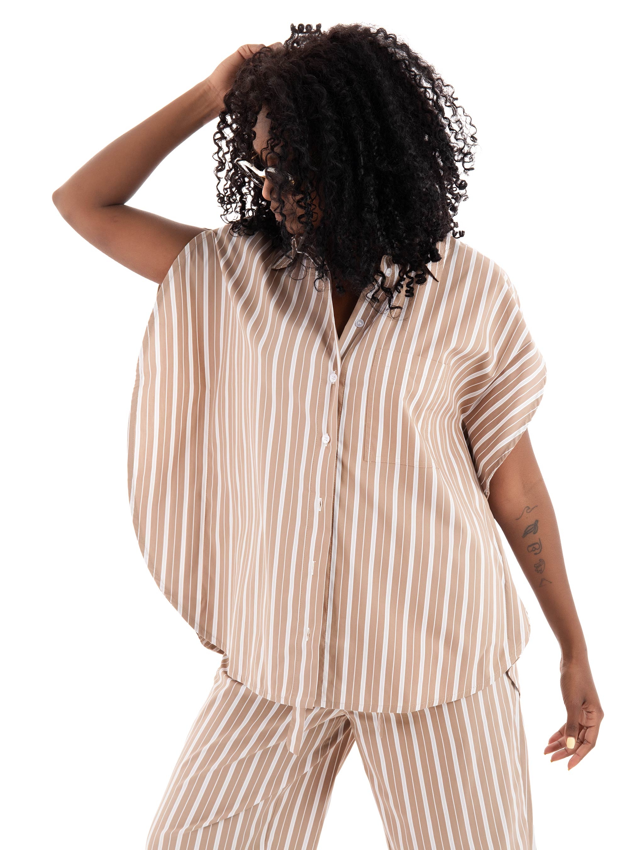 Black & Black  Shirt - Beige