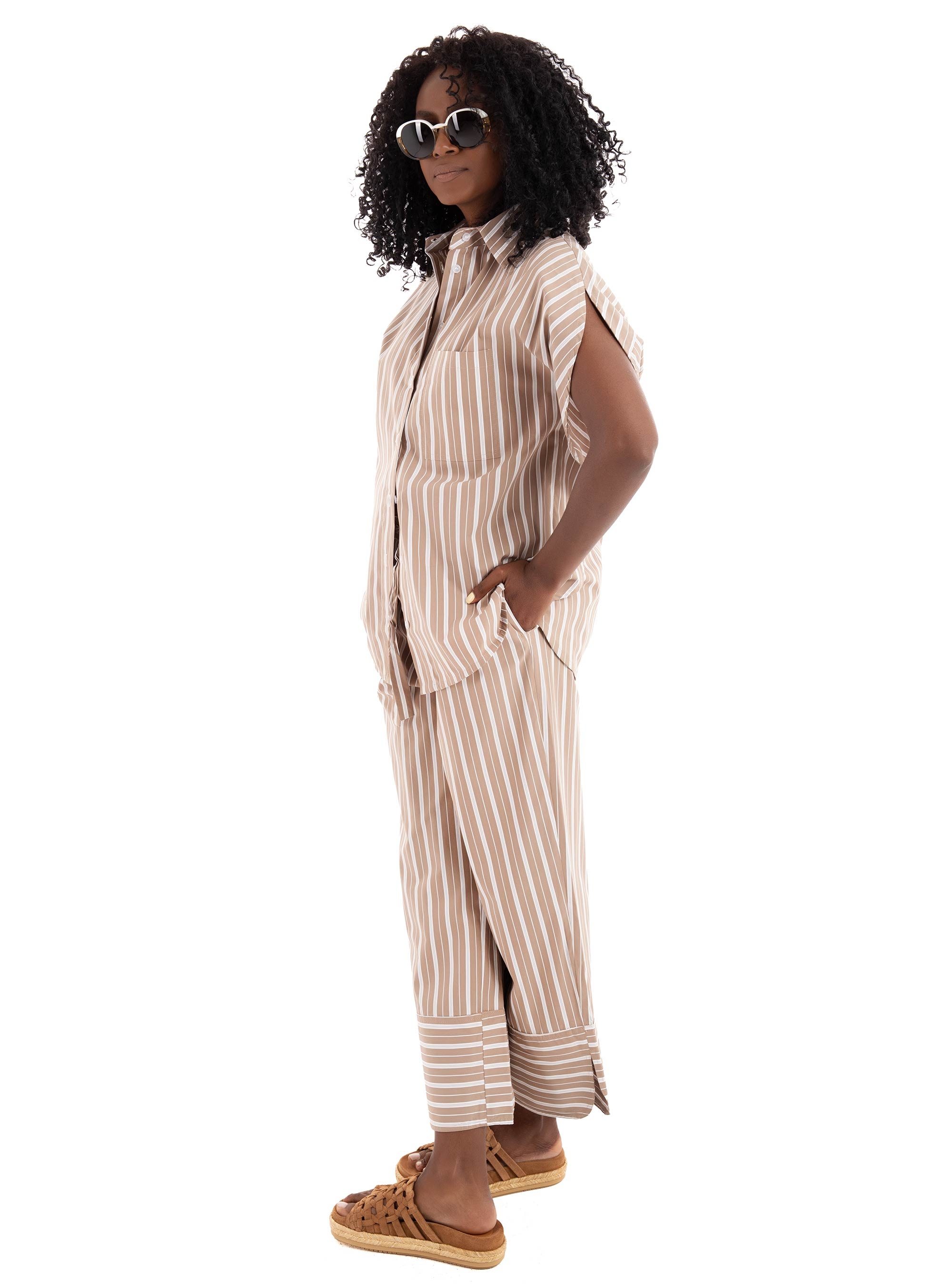 Black & Black  Shirt - Beige