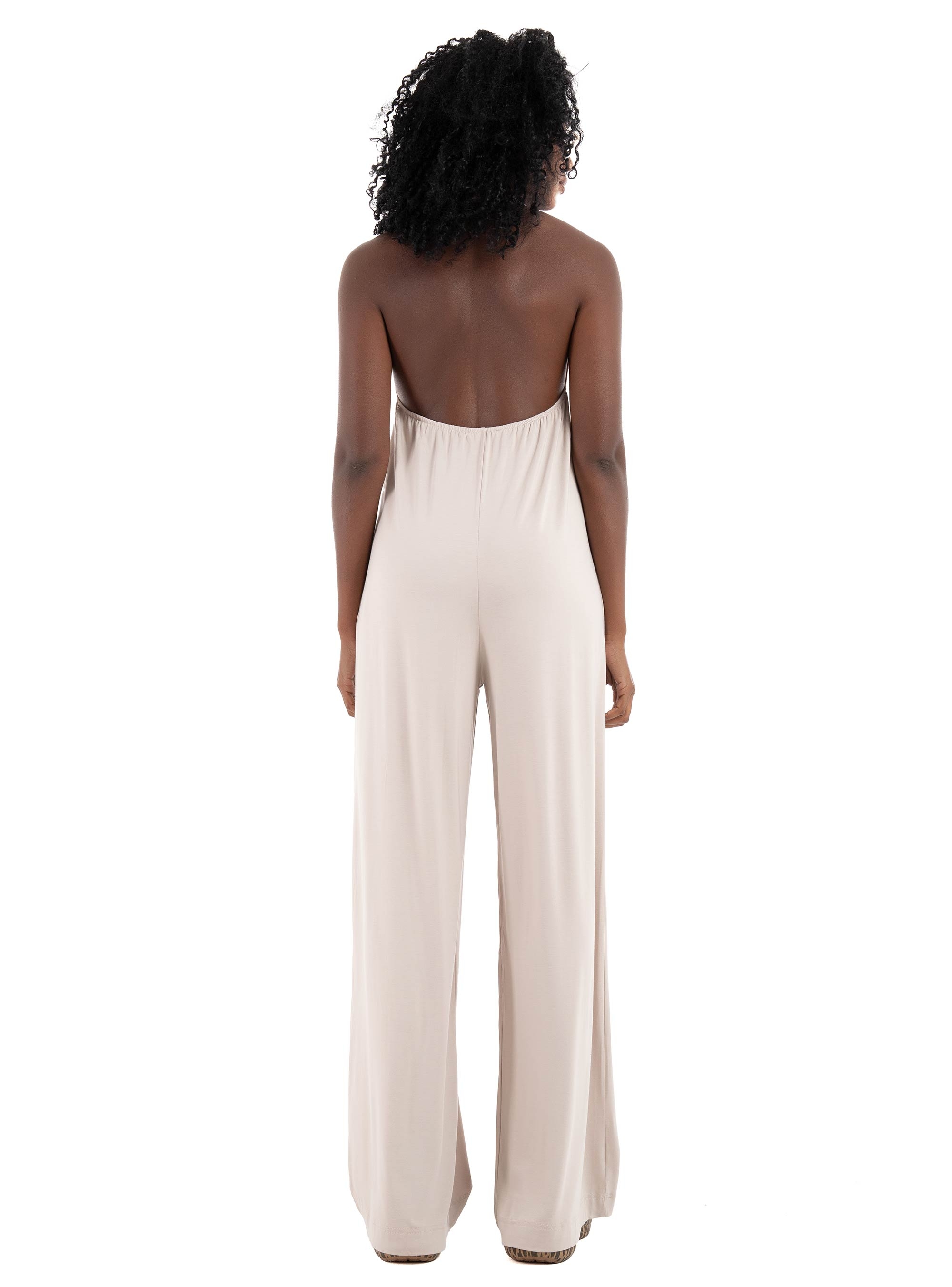 Four Minds Open Back Jumpsuit - Light Beige
