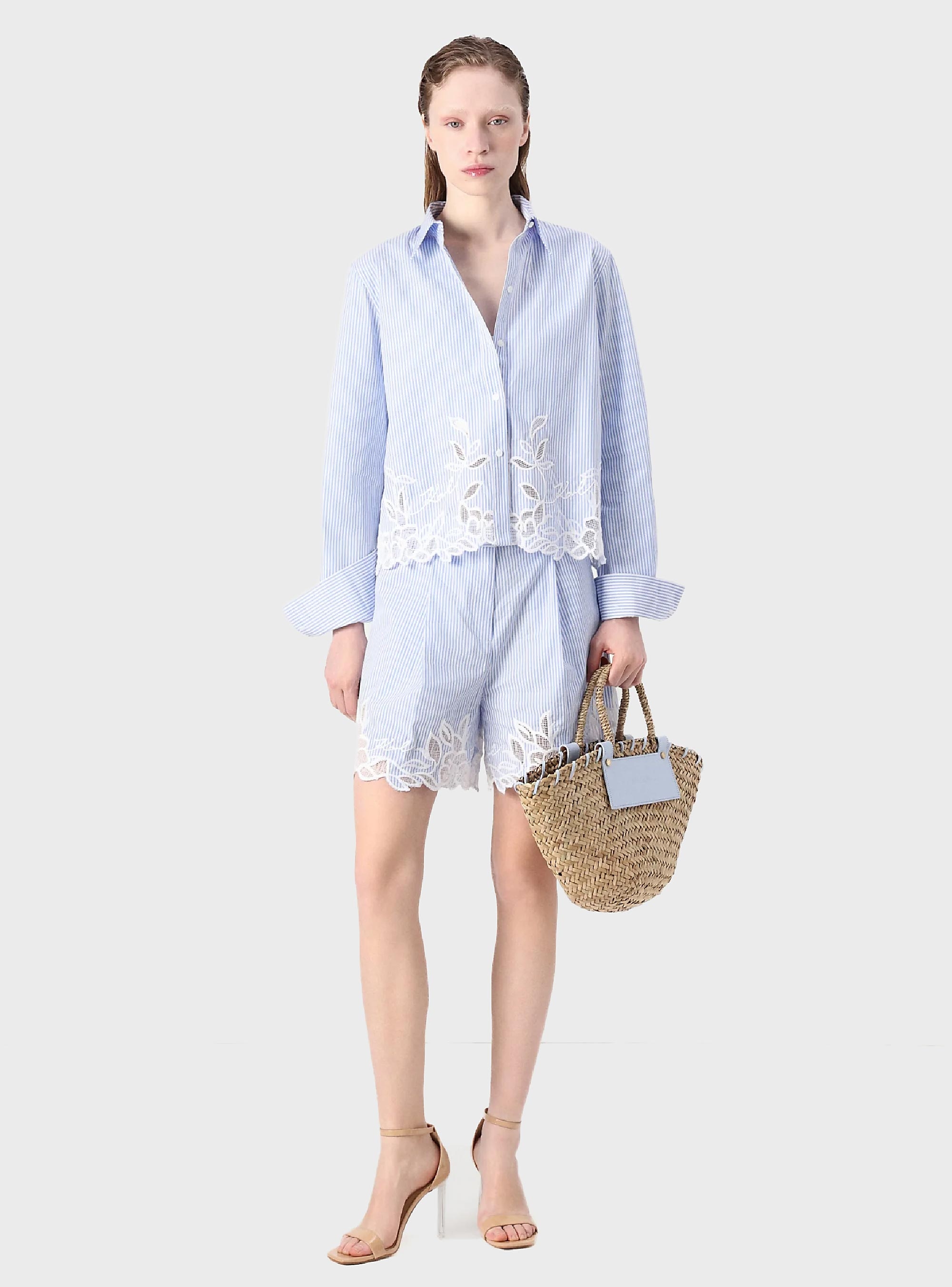 Karl Lagerfeld Embroidery Cut Out Shorts - Ultramarine