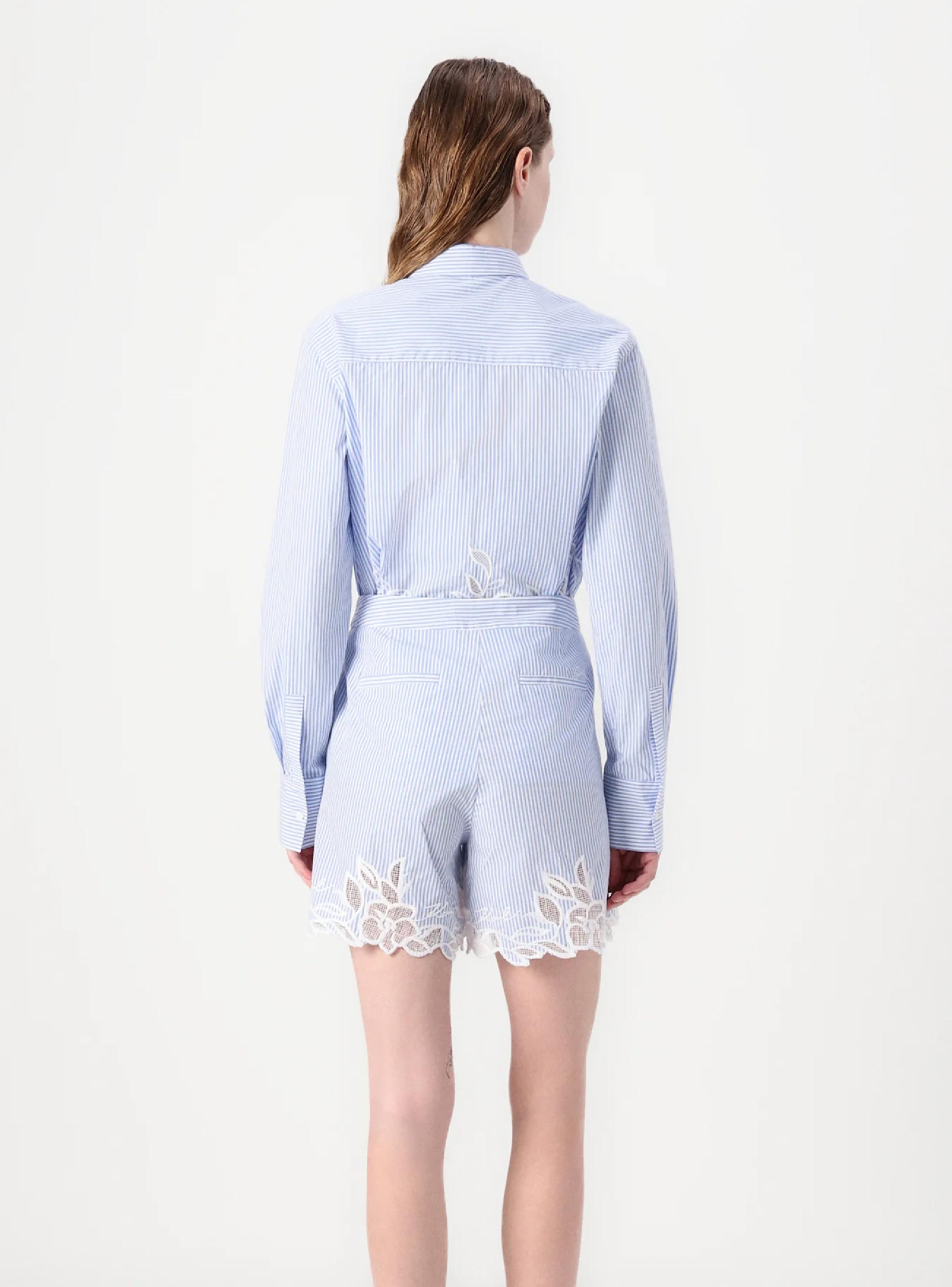 Karl Lagerfeld Embroidery Cut Out Shorts - Ultramarine
