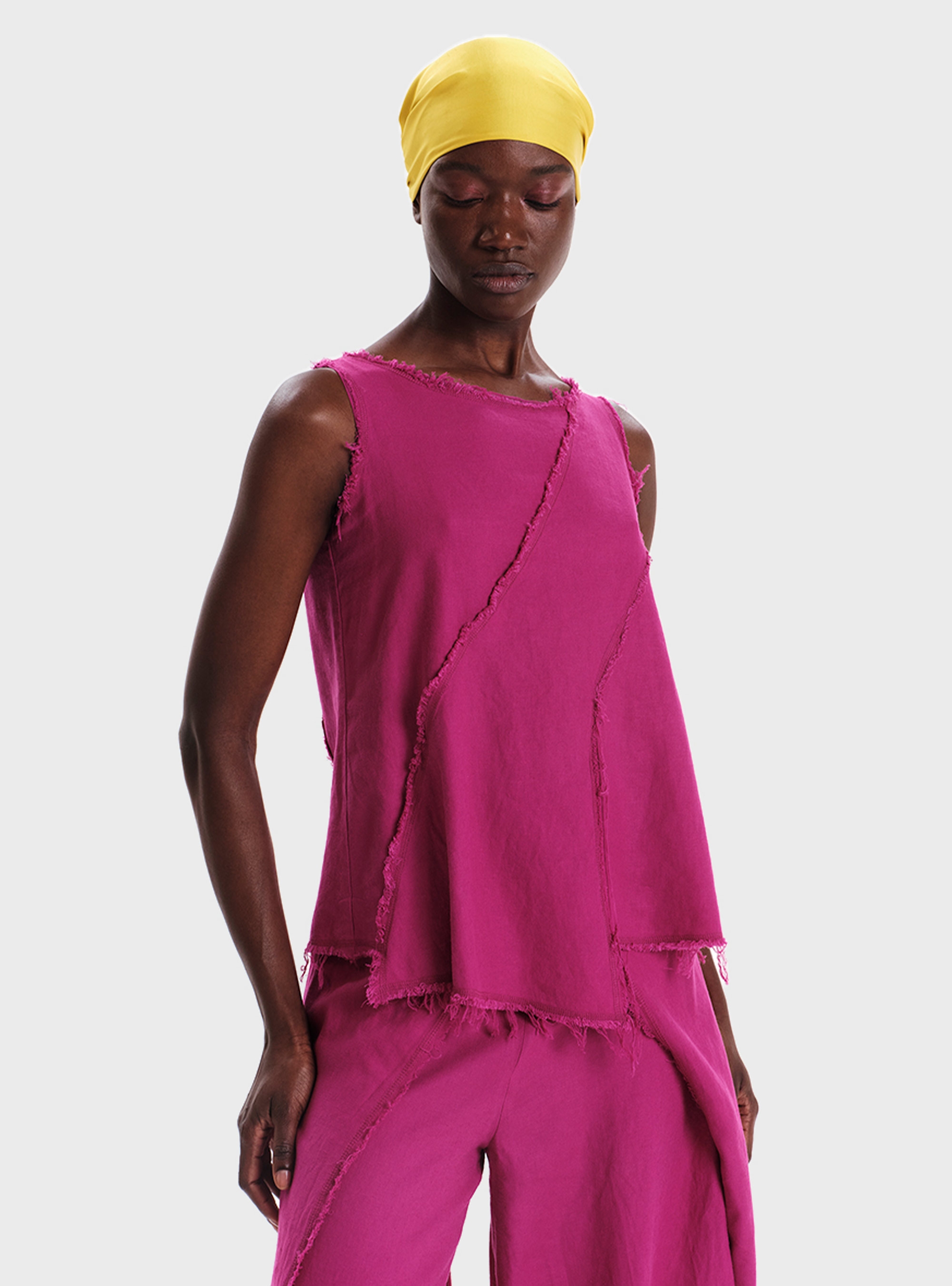Ioanna Kourbela Fringed Linen Top - Magenta