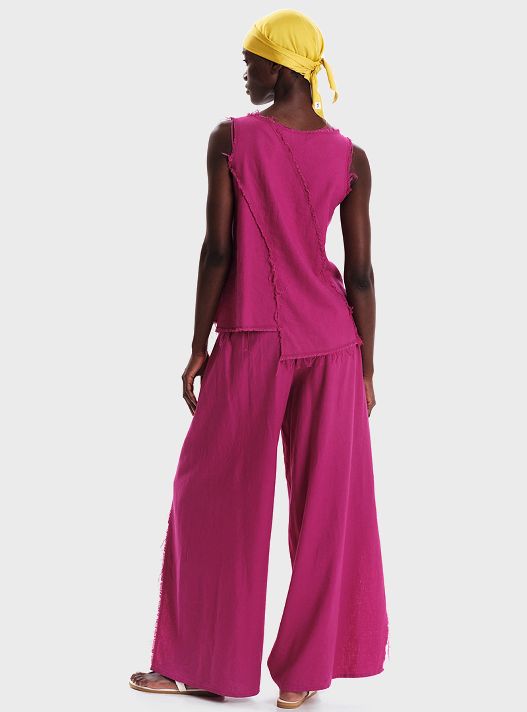 Ioanna Kourbela Fringed Linen Top - Magenta
