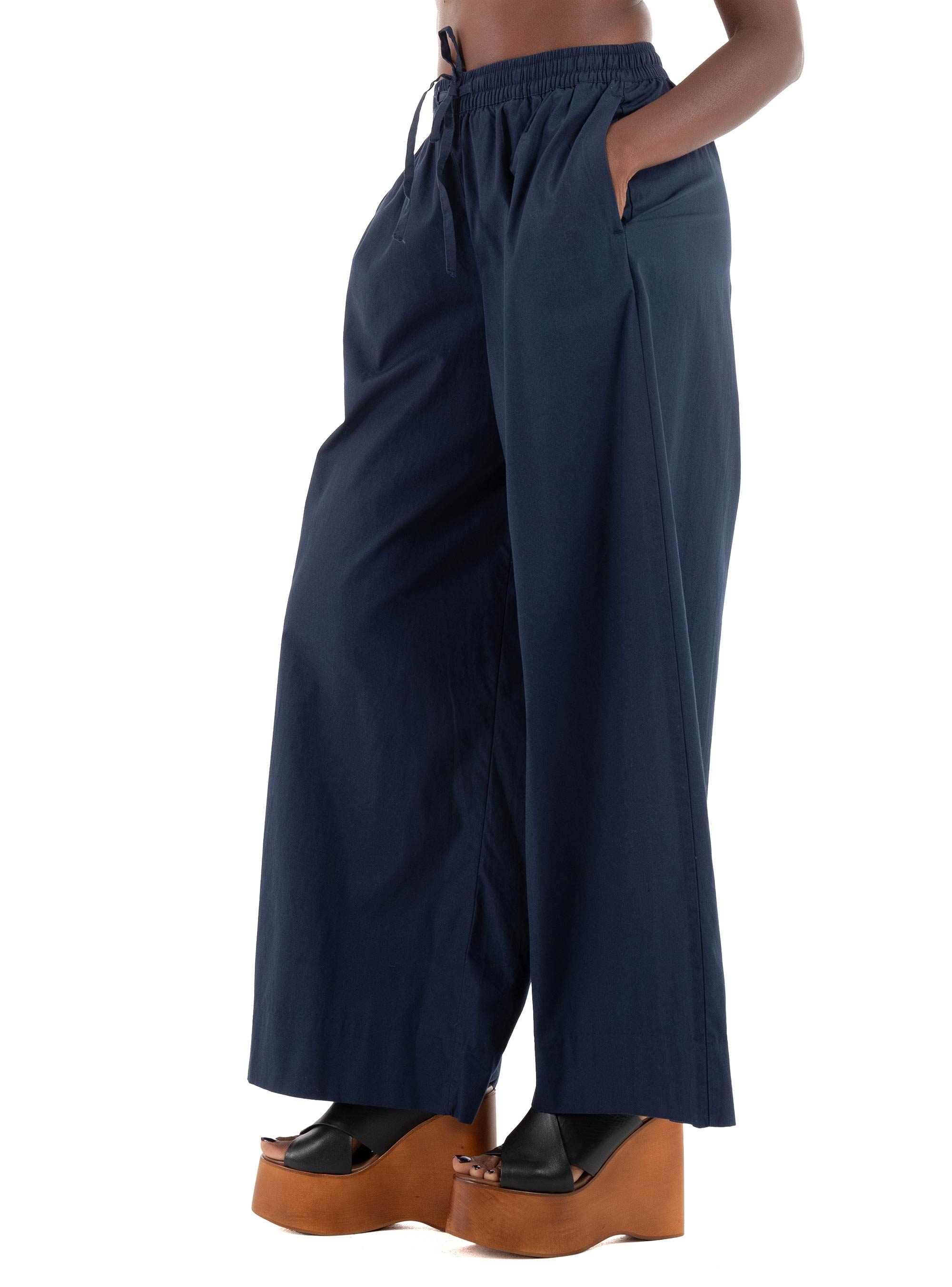 Vero Moda Robette Mid Waist Wide Elastic Pants - Dark Blue