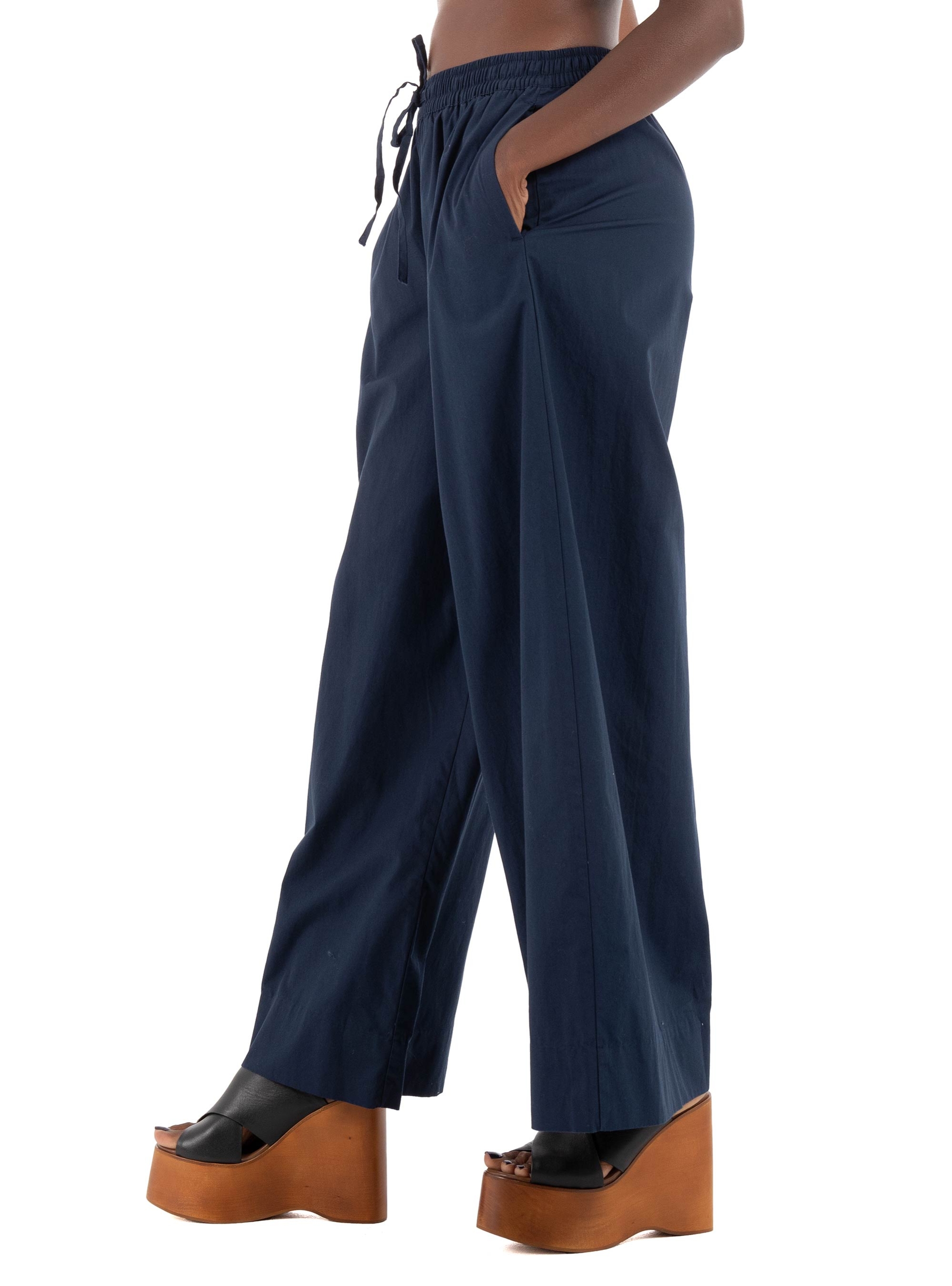 Vero Moda Robette Mid Waist Wide Elastic Pants - Dark Blue