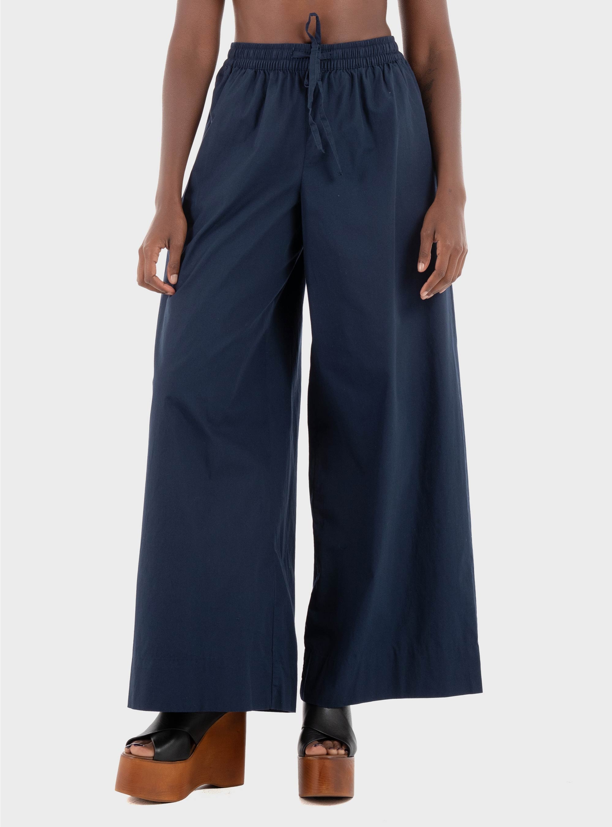Vero Moda Robette Mid Waist Wide Elastic Pants - Dark Blue