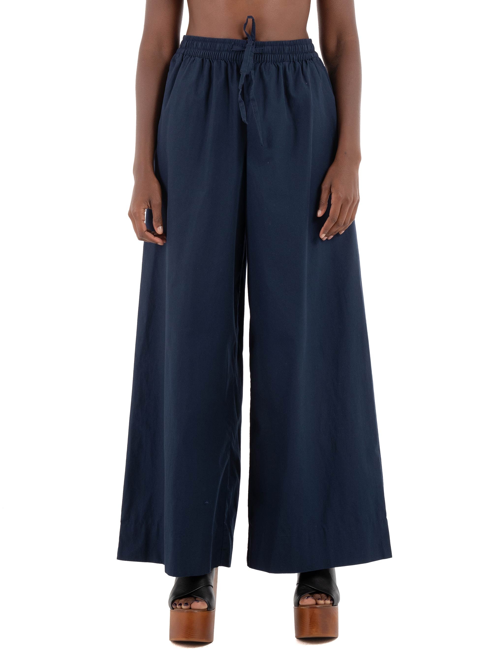 Vero Moda Robette Mid Waist Wide Elastic Pants - Dark Blue