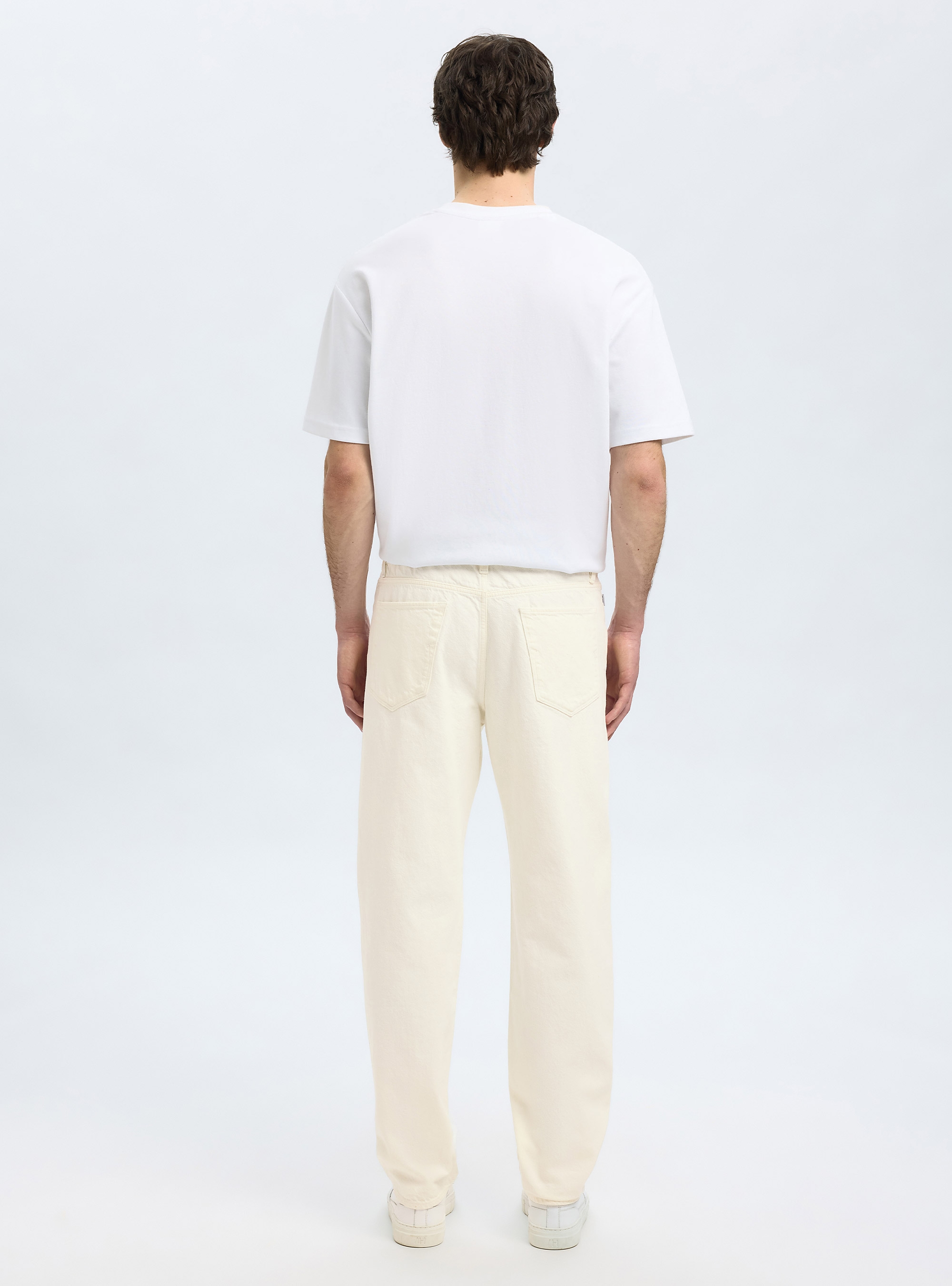 Selected 196-Straight Scott 201 Ecru Hemp Jeans - White