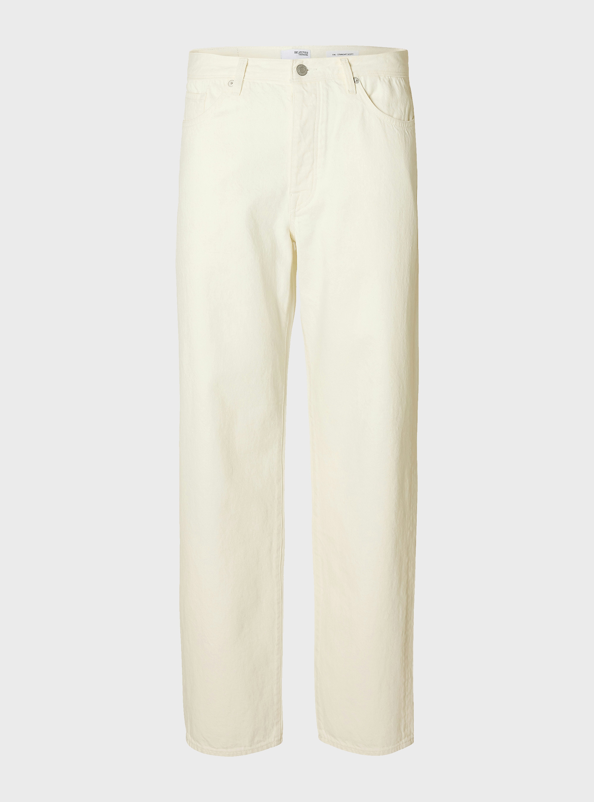 Selected 196-Straight Scott 201 Ecru Hemp Jeans - White