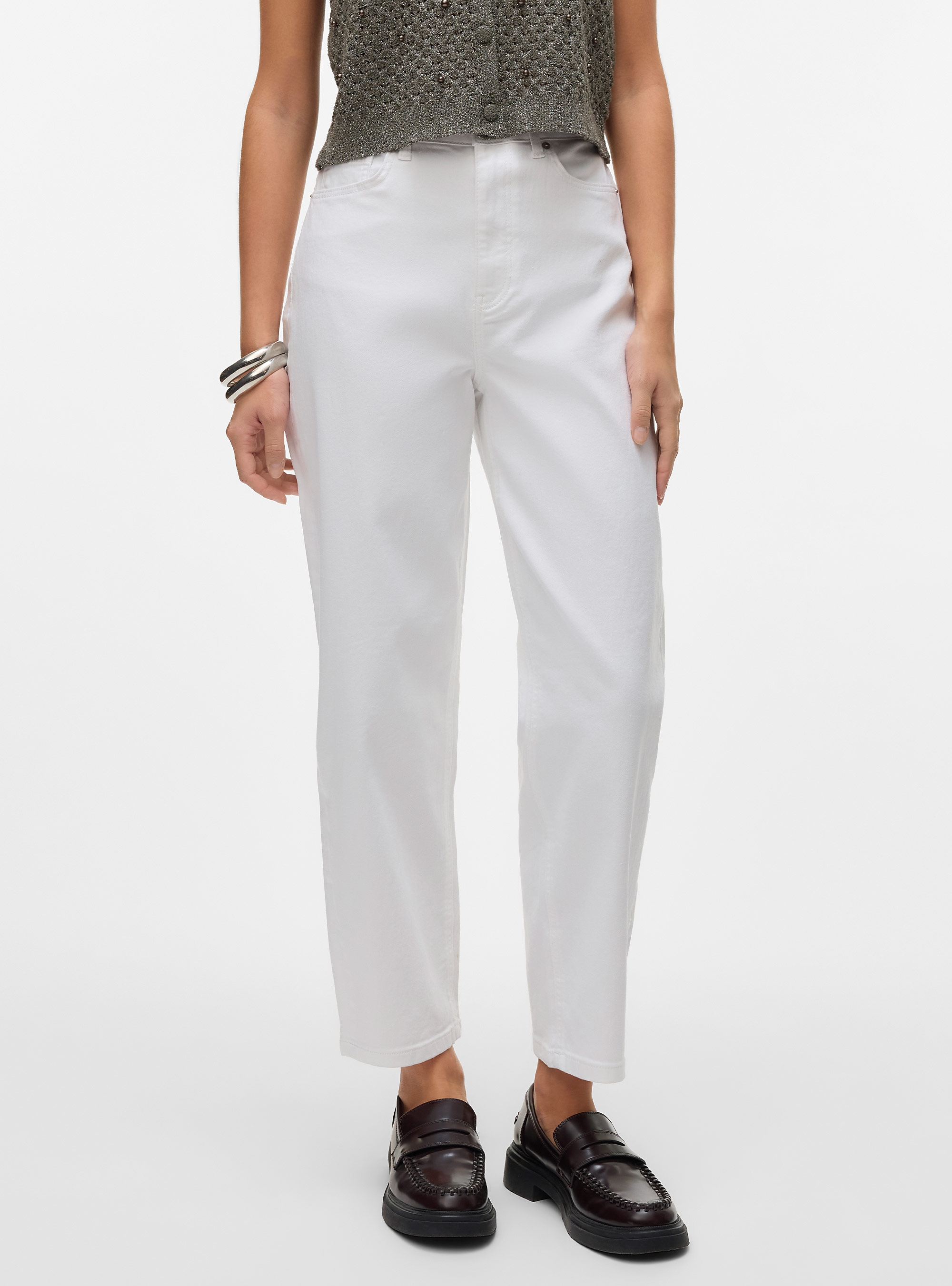 Vero Moda Lia High Rise Barrel Jeans Vi410 - White
