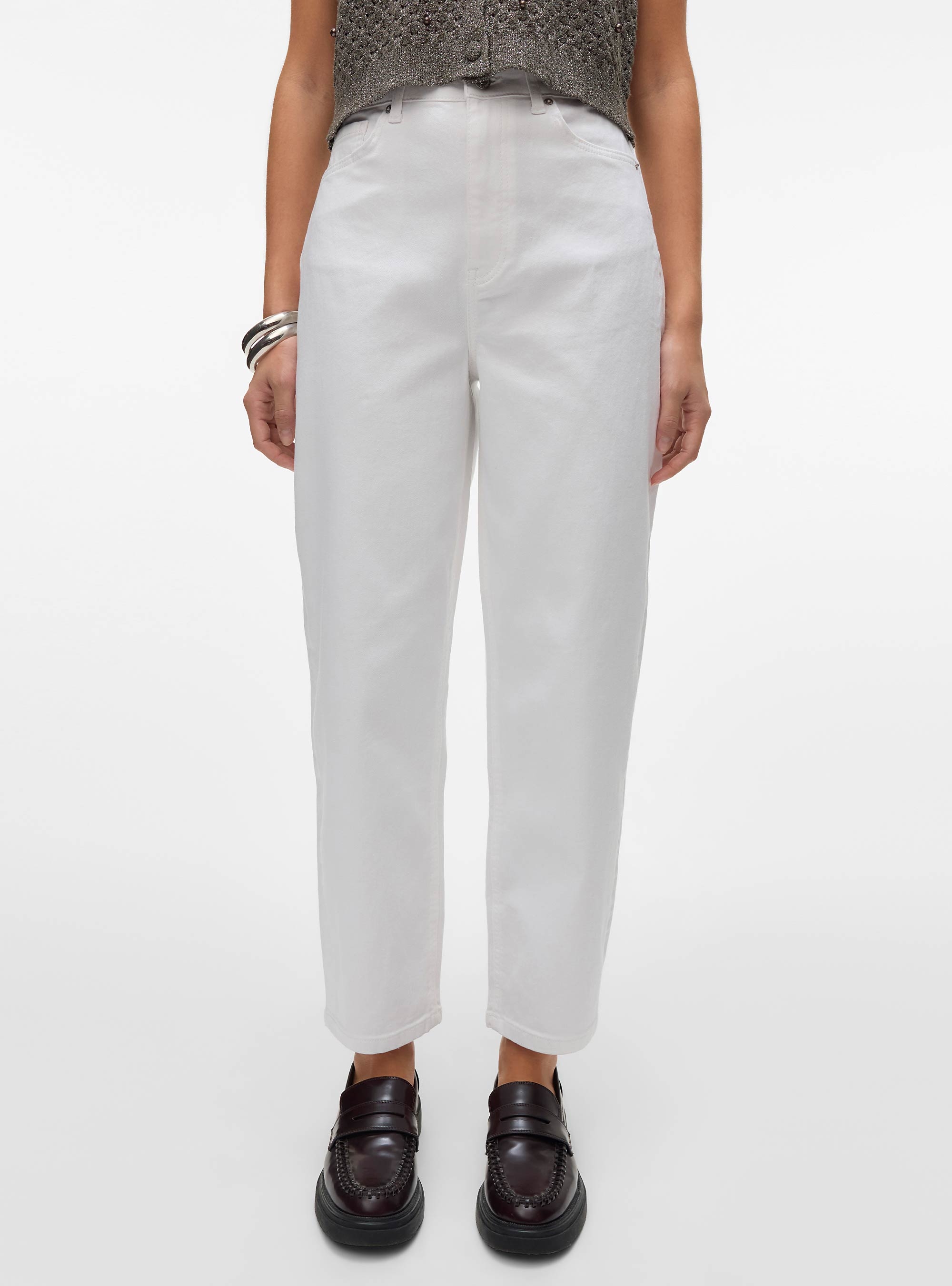 Vero Moda Lia High Rise Barrel Jeans Vi410 - White