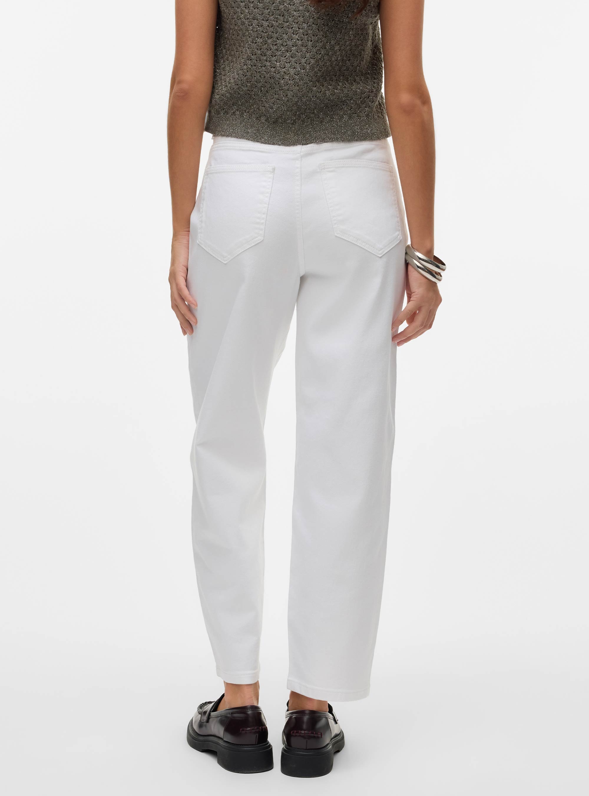 Vero Moda Lia High Rise Barrel Jeans Vi410 - White